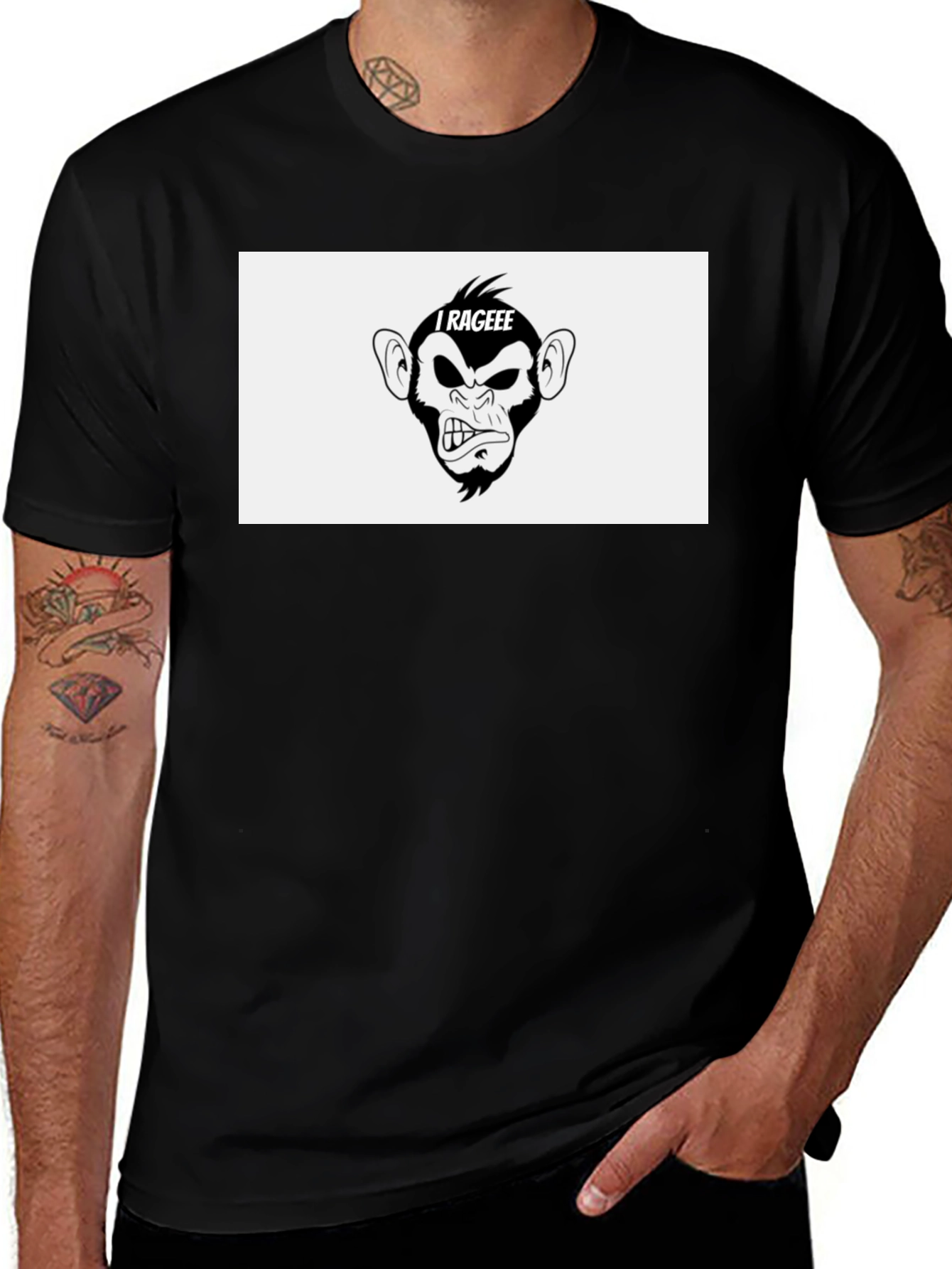 Variant 7 of I Rageee Monkey Graphic Black T-Shirt