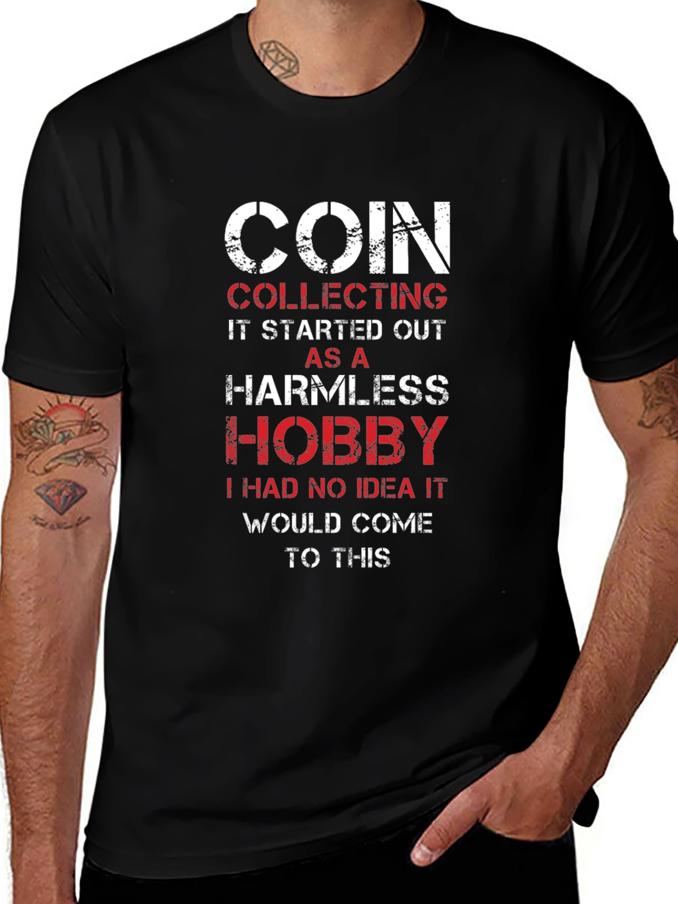 Variant 10 of Coin Collecting Hobby Tee - Black Graphic T-Shirt