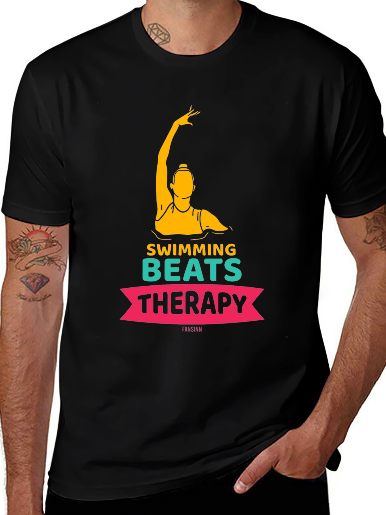 Variant 21 of Swimming Beats Therapy Tee - Artistic Swimmer Design