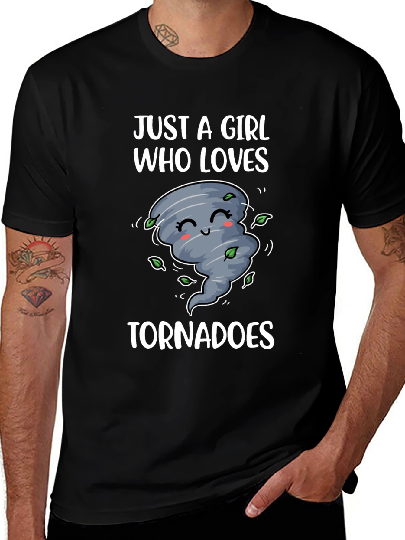 Black Cute Tornado Graphic Tee - Just A Girl Who Loves Tornadoes main image