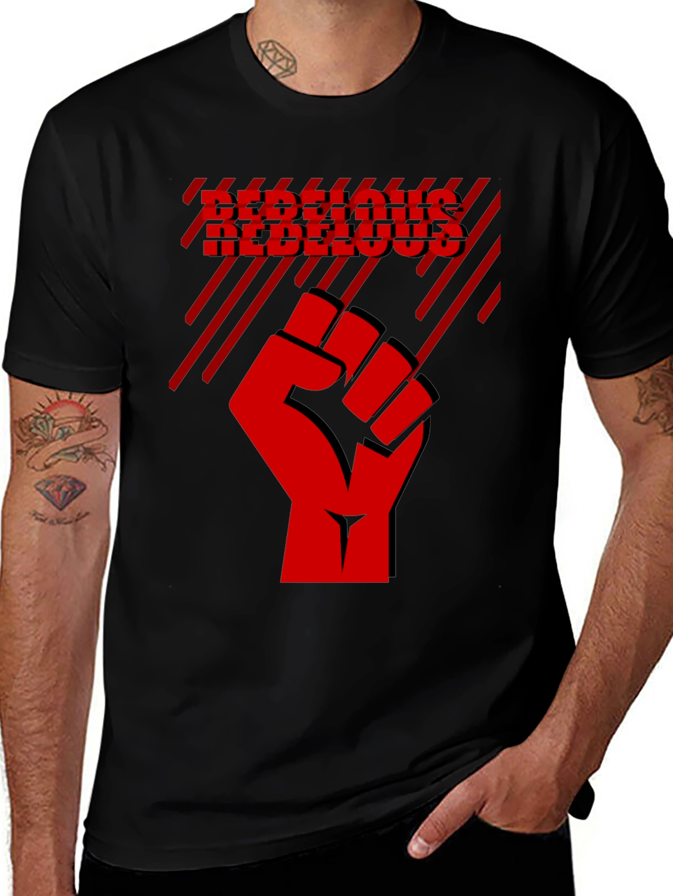 Rebellious Graphic Print Black T-Shirt