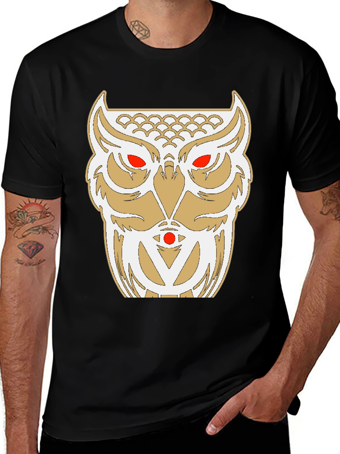 Variant 22 of Owl Graphic Print Black T-Shirt