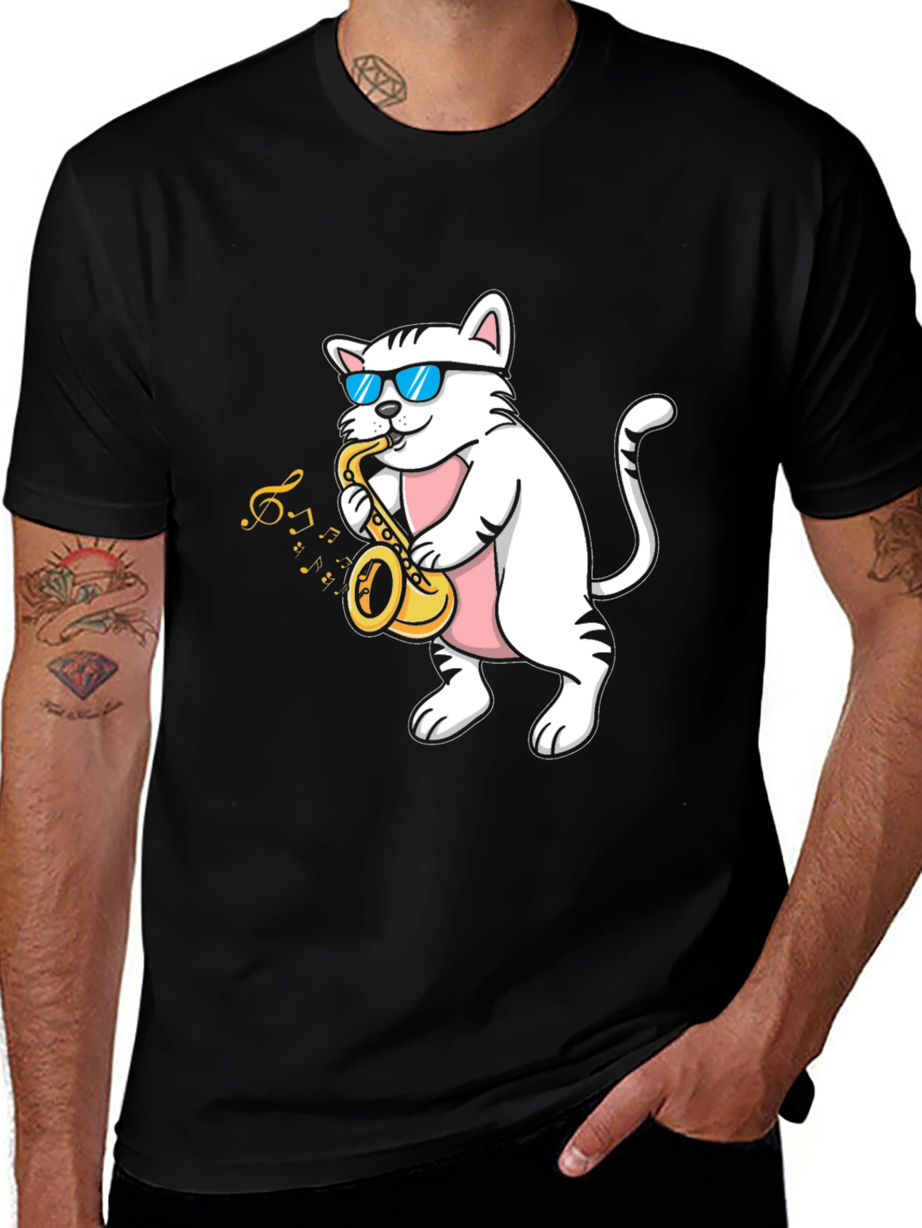 Variant 12 of Cool Cat Saxophone T-Shirt - Musician Tee