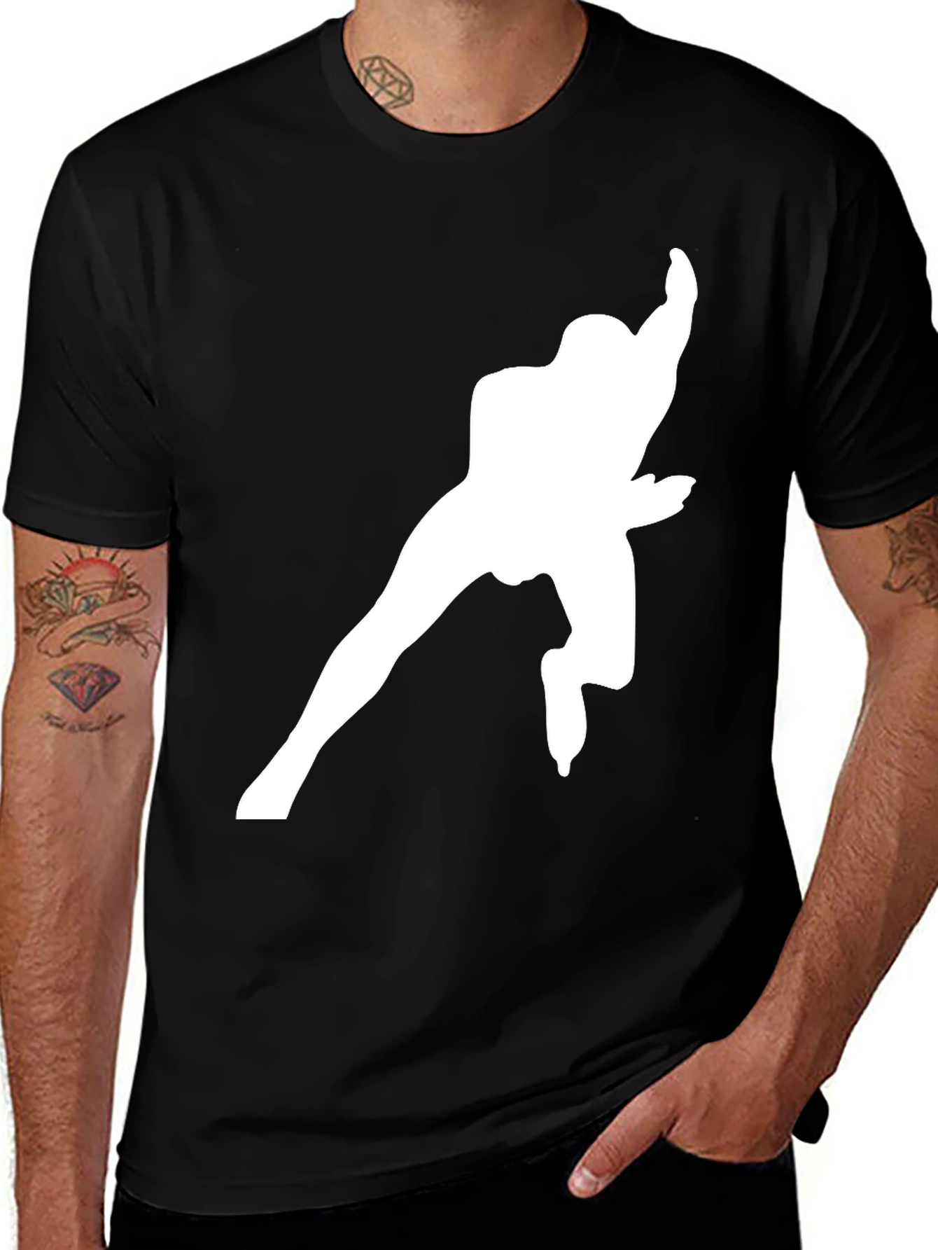 Variant 20 of Dynamic Black T-Shirt with White Figure Graphic