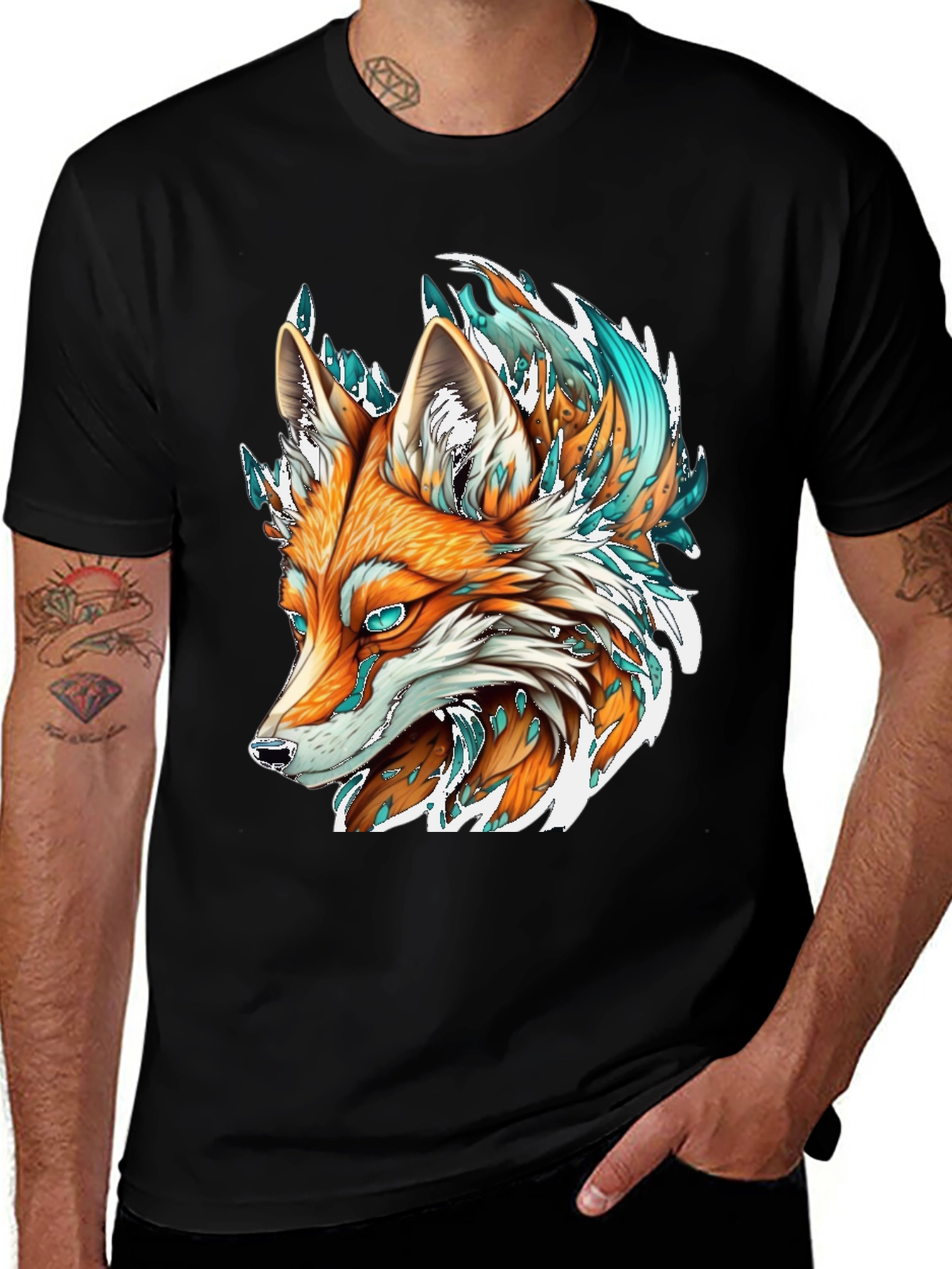 Variant 29 of Cool Fox Graphic Black T-Shirt