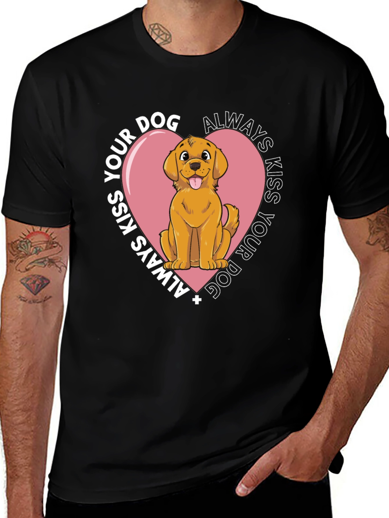 Always Kiss Your Dog T-Shirt - Black Cotton