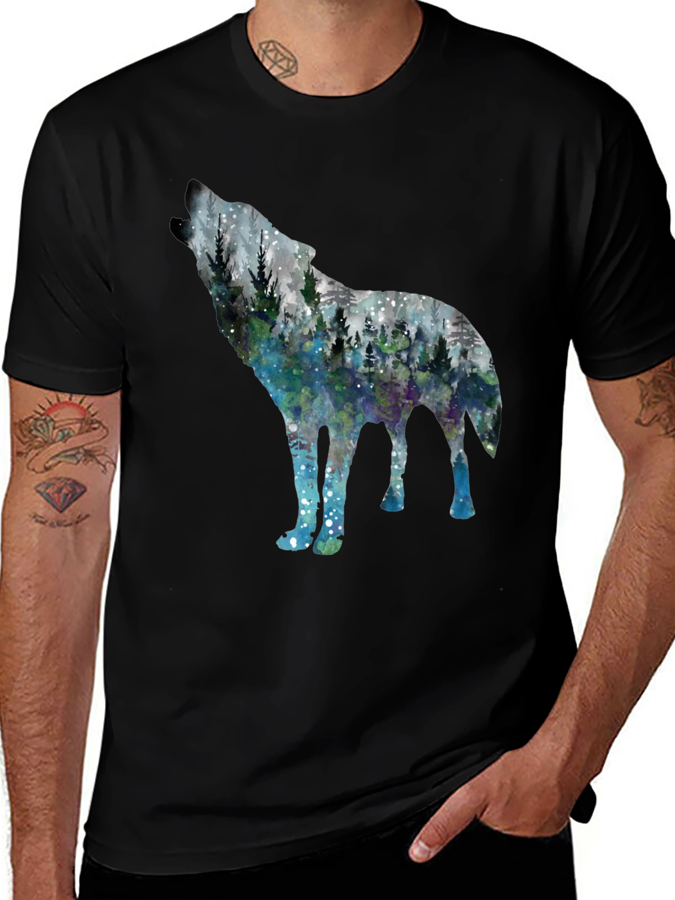 Variant 7 of Wolf Forest Graphic Tee - Stylish Nature Shirt