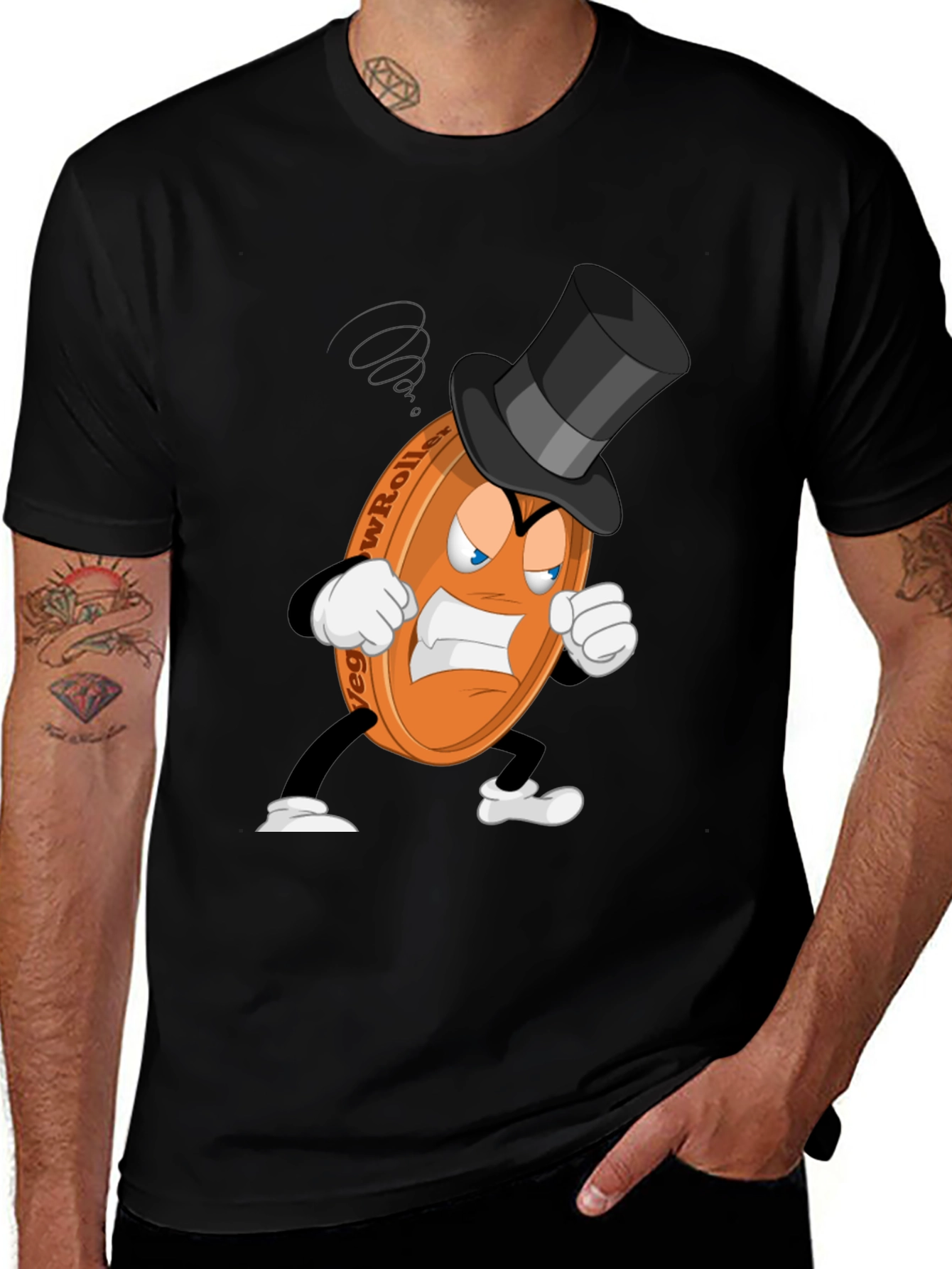 Variant 9 of Funny Cartoon Coin Black T-Shirt