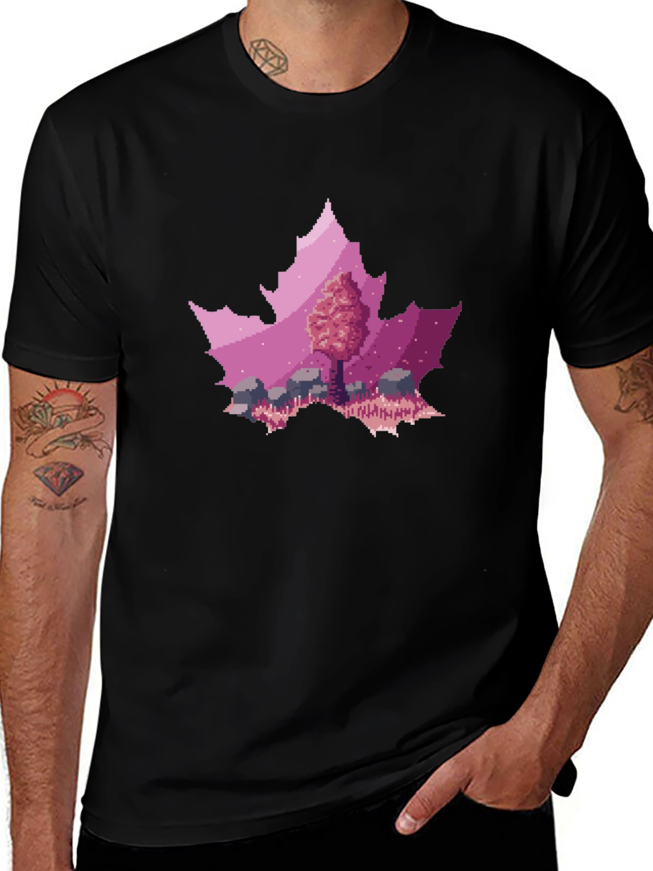 Variant 11 of Pixel Art Leaf T-Shirt - Nature Inspired Style