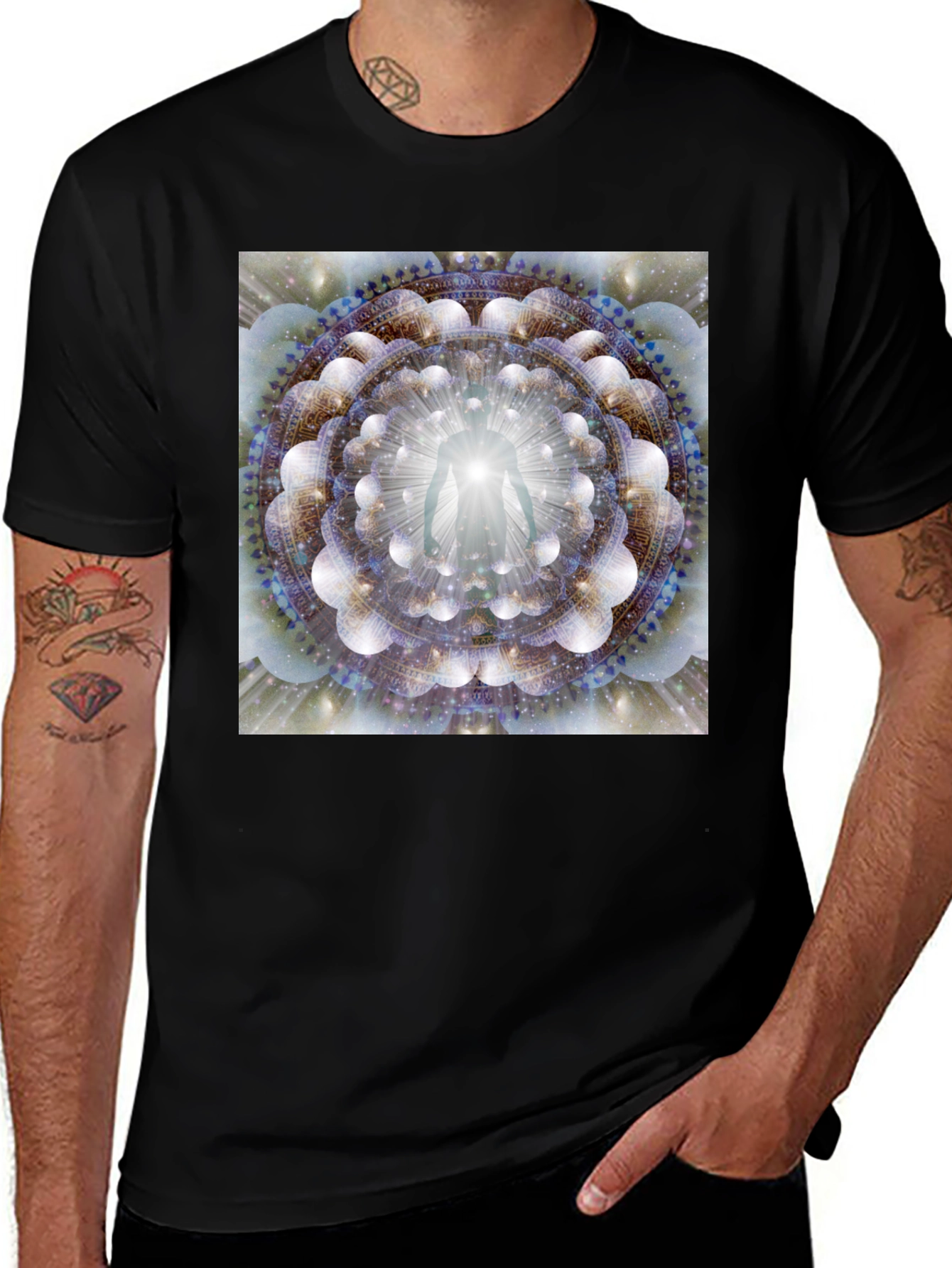 Variant 10 of Enlightened Being Mandala Black T-Shirt