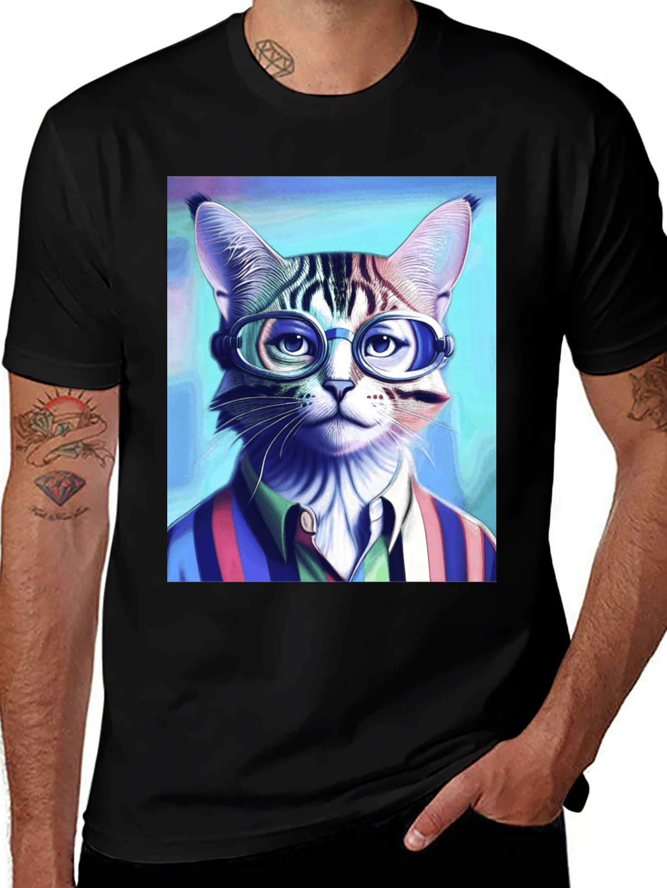 Variant 16 of Cat in Glasses T-Shirt - Stylish Graphic Tee