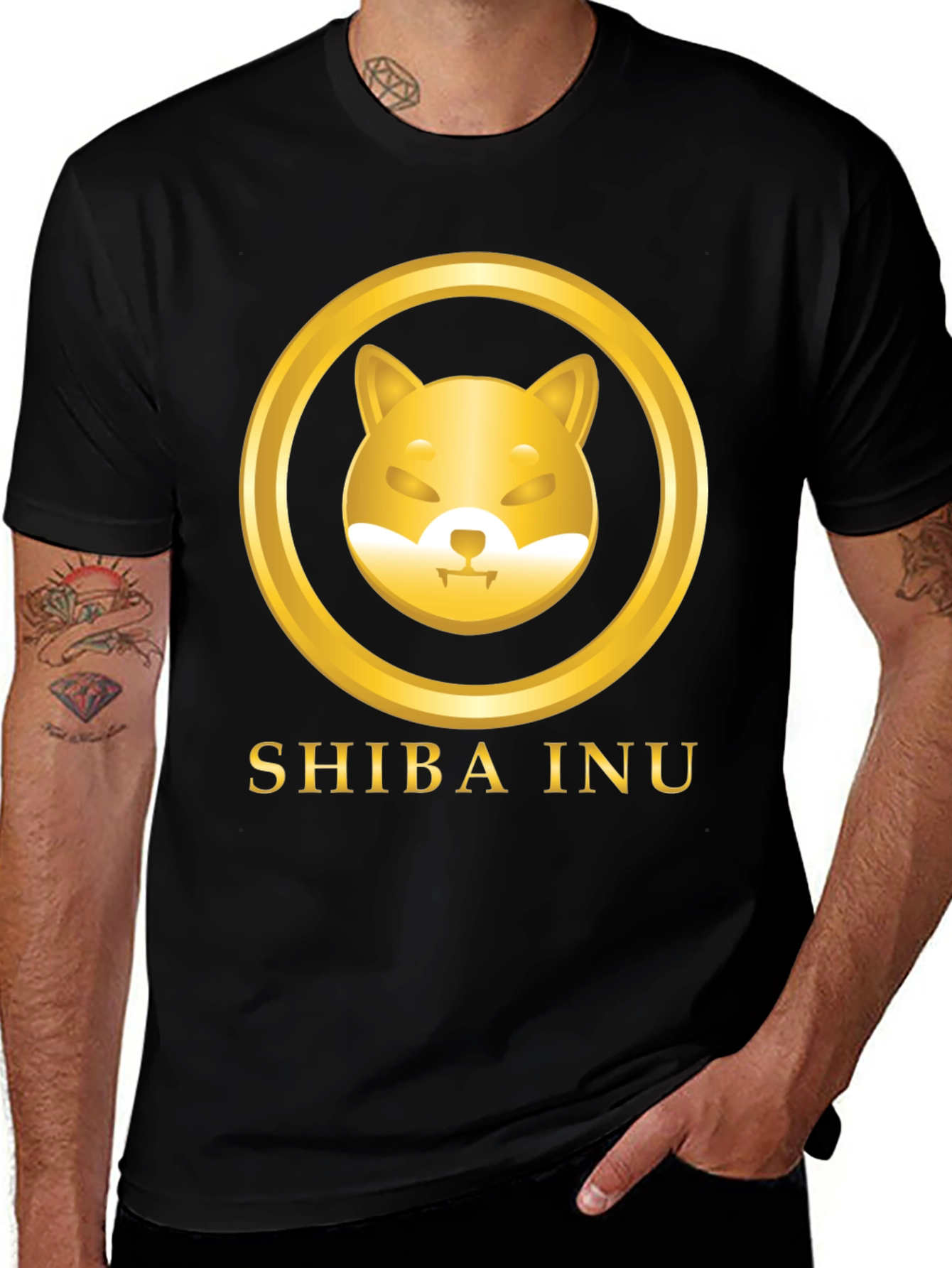 Shiba Inu Gold Logo Graphic T-Shirt