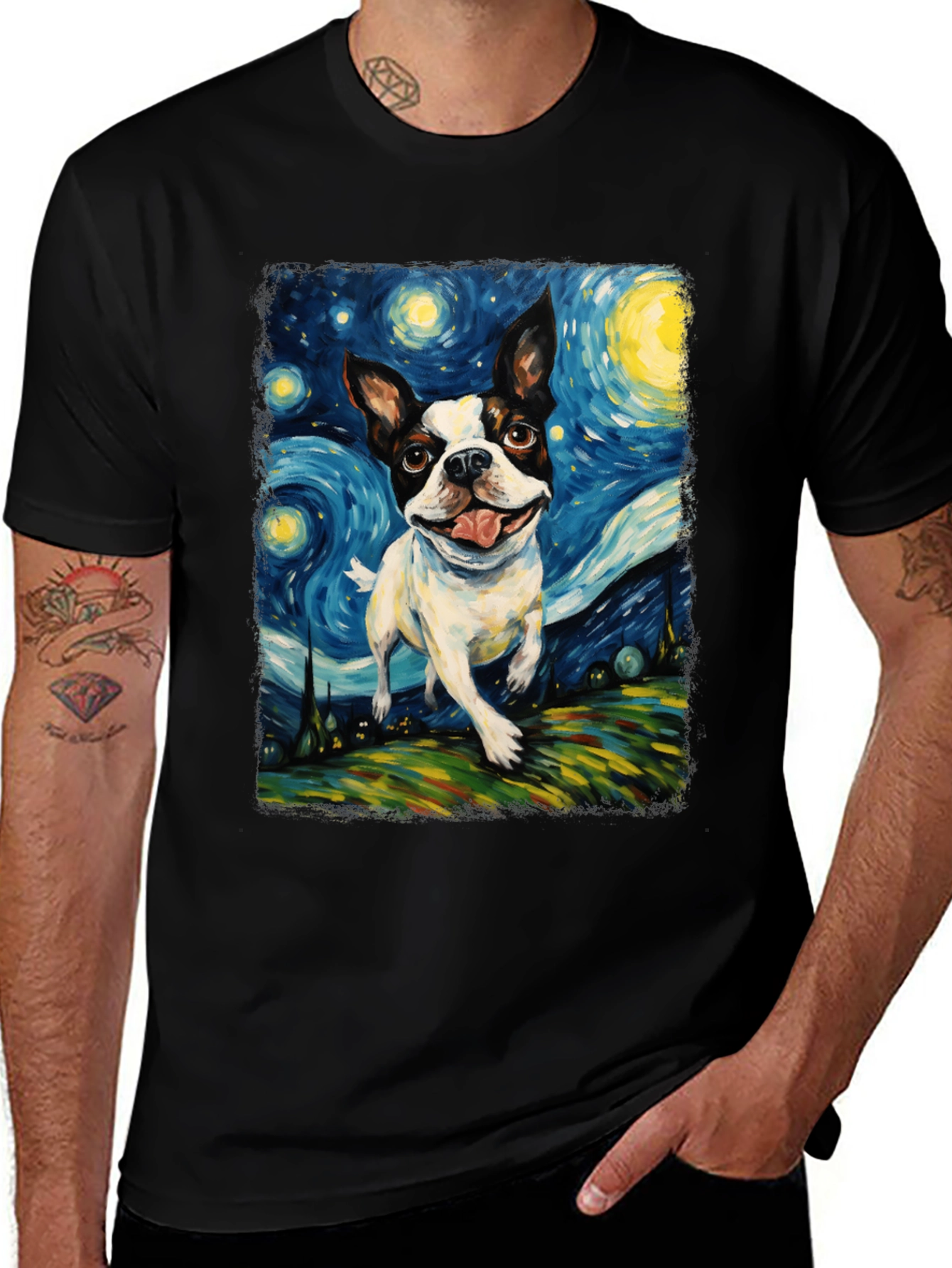Variant 8 of Starry Night Dog Art T-Shirt