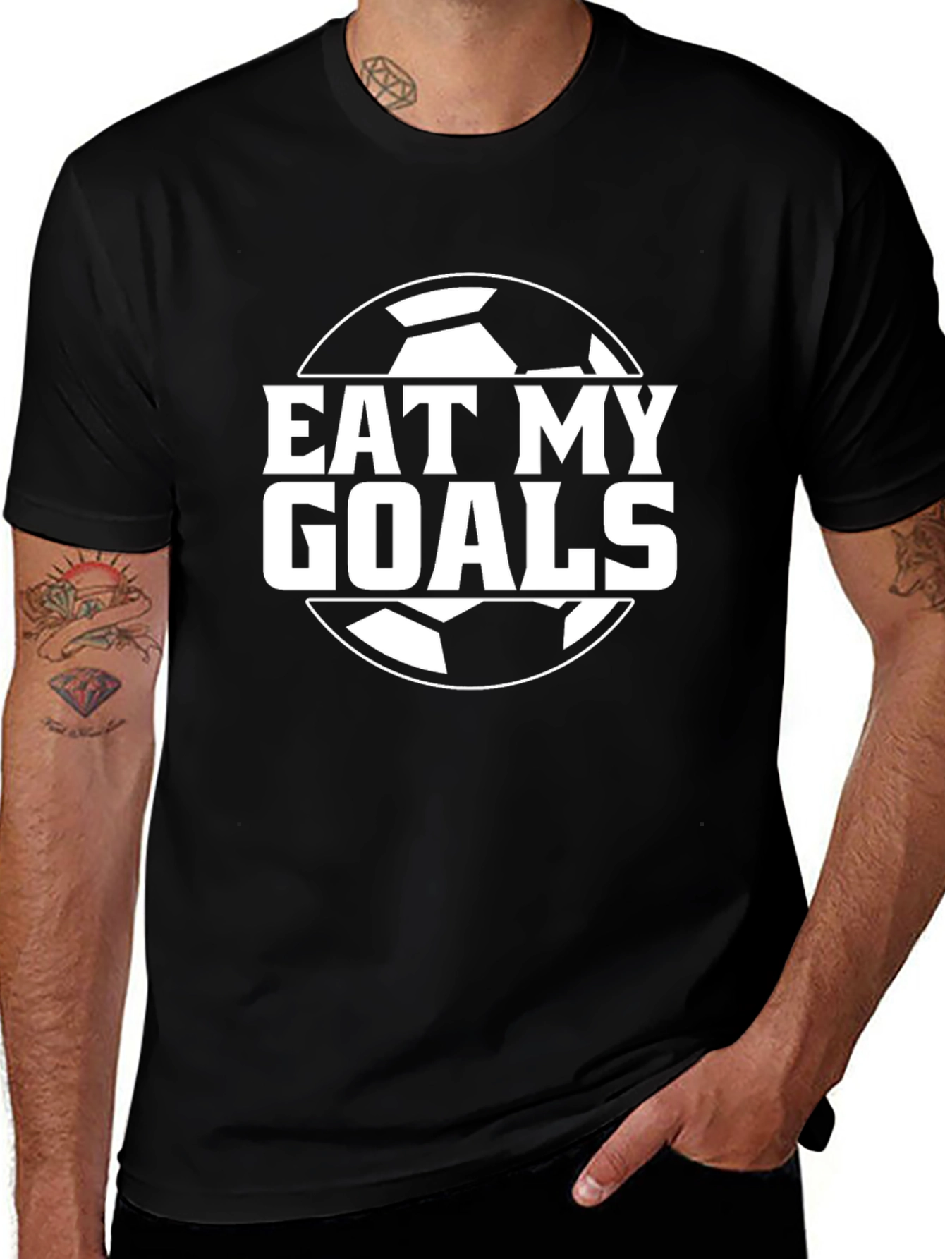 Variant 11 of Eat My Goals Soccer T-Shirt - Black Graphic Tee