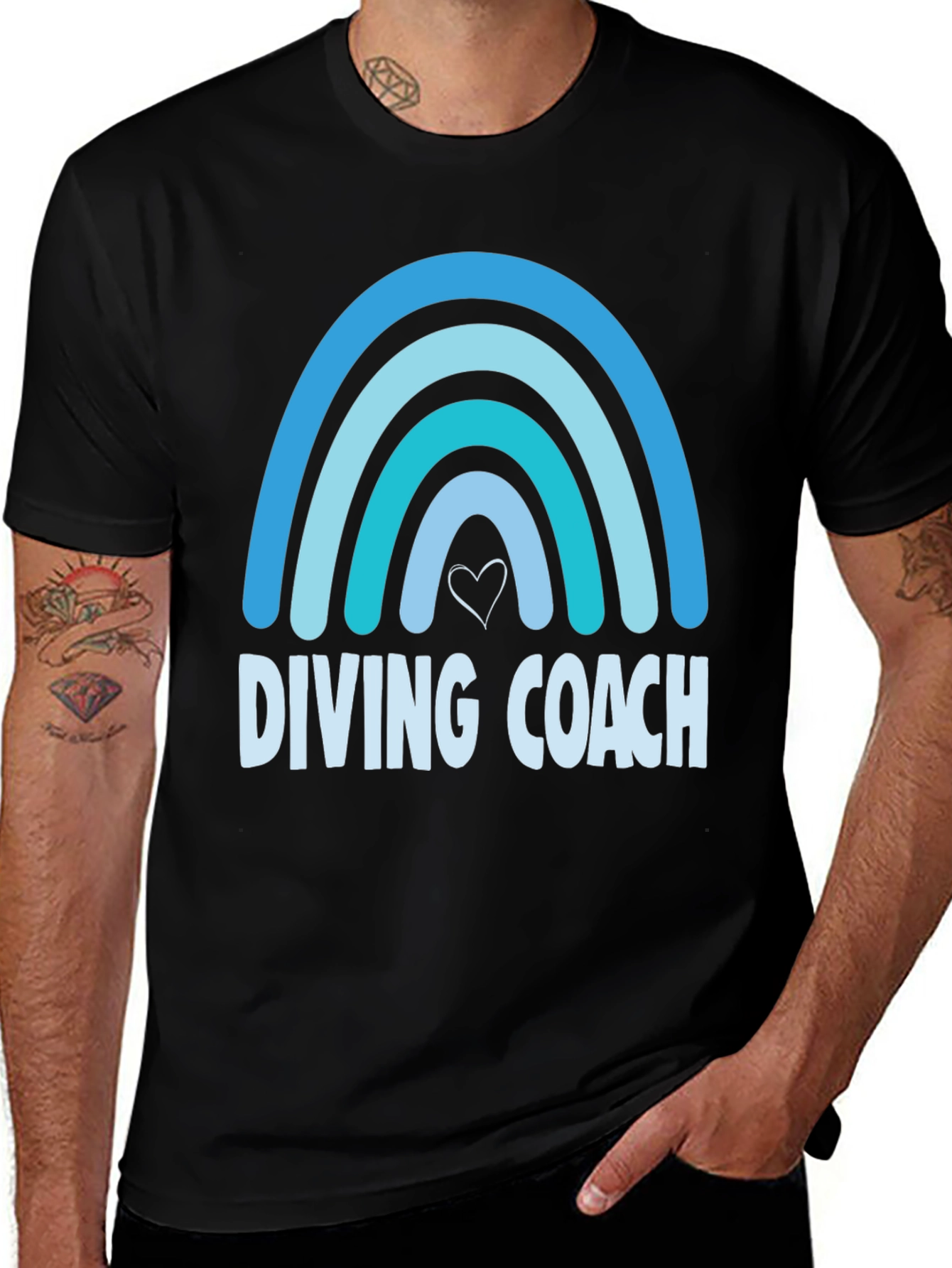 Diving Coach Rainbow Heart Graphic Tee