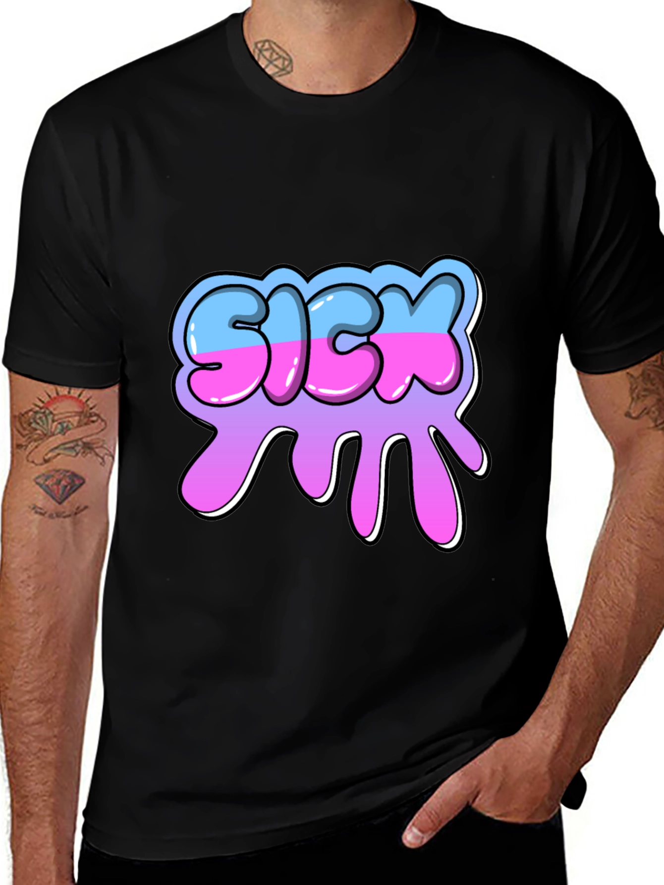 Variant 14 of Sick Graphic Tee - Black Cotton Blend T-Shirt