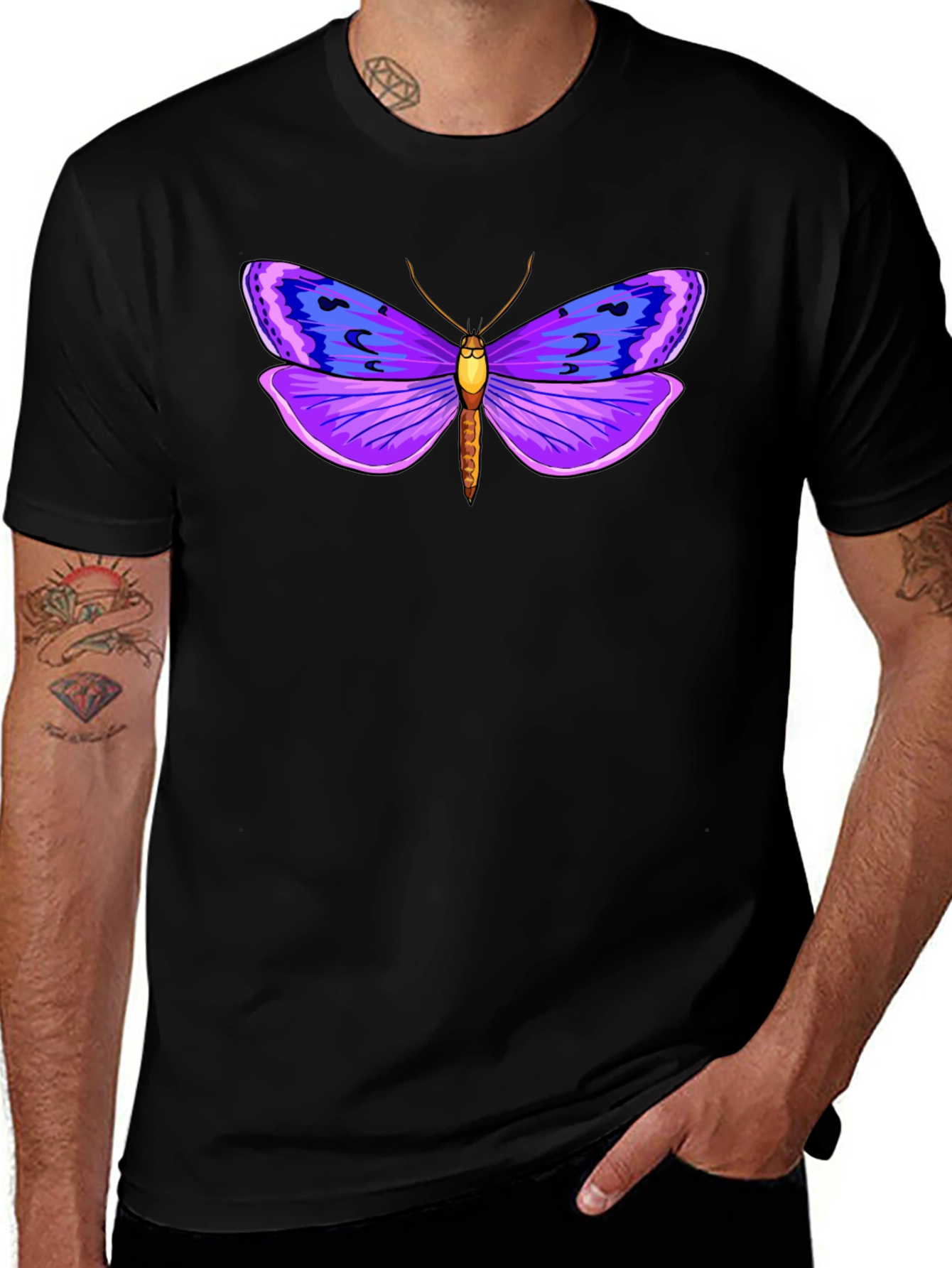 Butterfly Graphic Tee - Stylish Men's Black T-Shirt