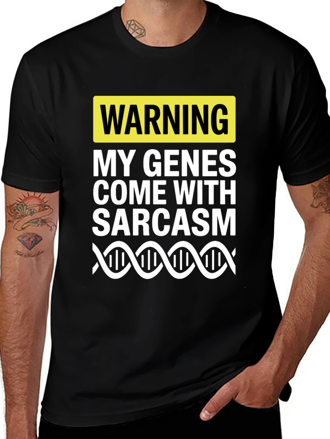 Variant 14 of Warning Sarcasm Genes T-Shirt - Humorous Novelty Tee
