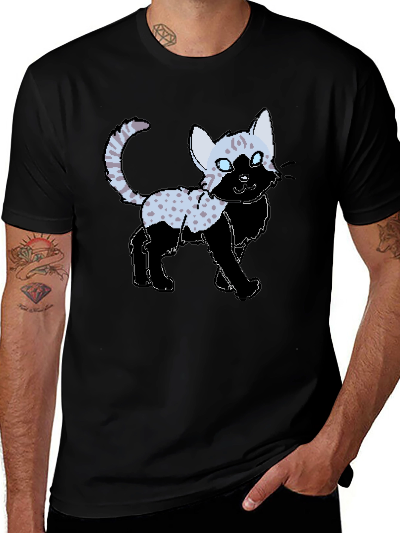 Variant 24 of Pixel Art Cat T-Shirt - Black