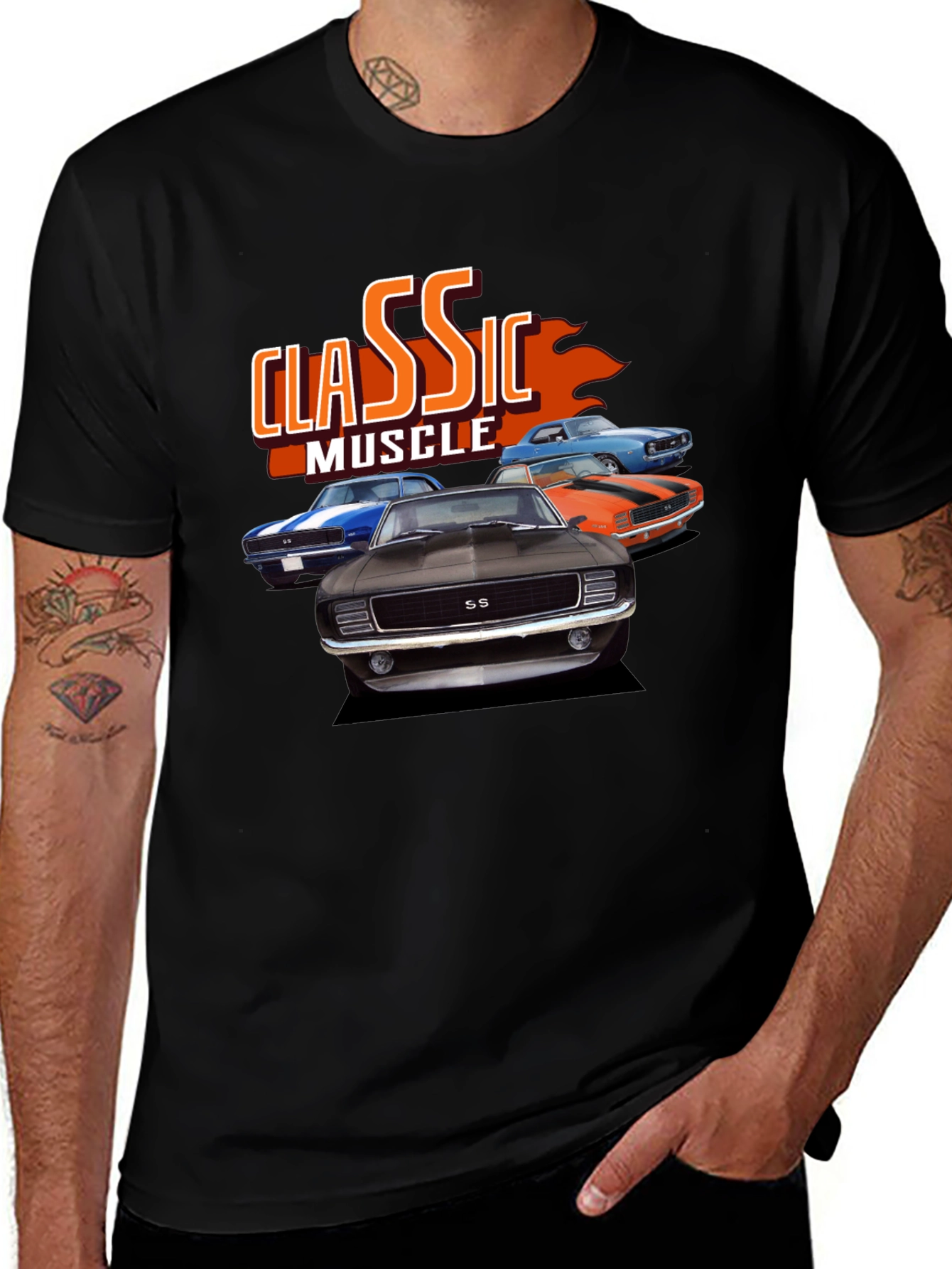 Variant 24 of Classic Muscle Car Graphic Tee - Black