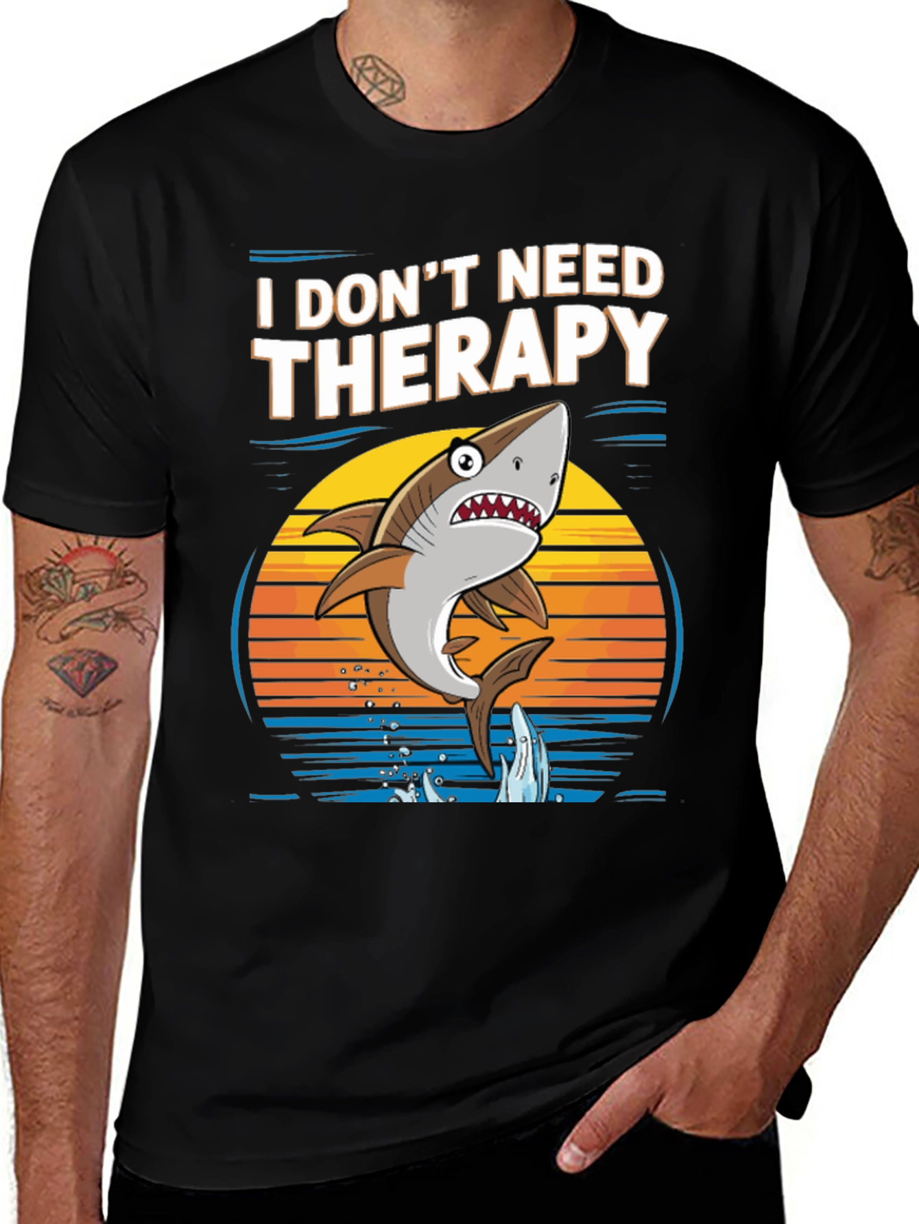Variant 21 of Funny Shark Therapy T-Shirt