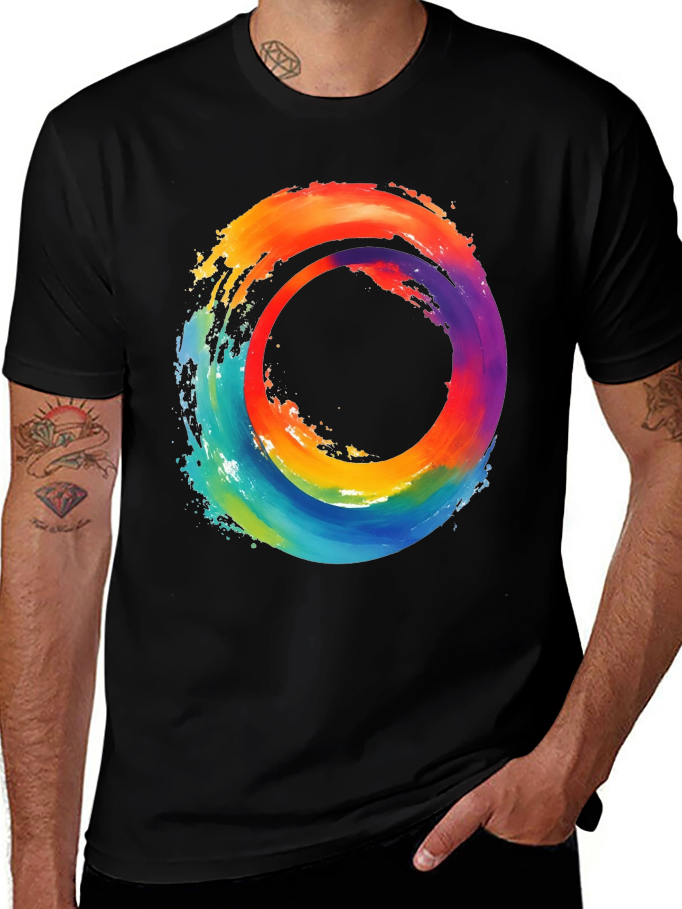 Variant 7 of Abstract Rainbow Circle Graphic T-Shirt