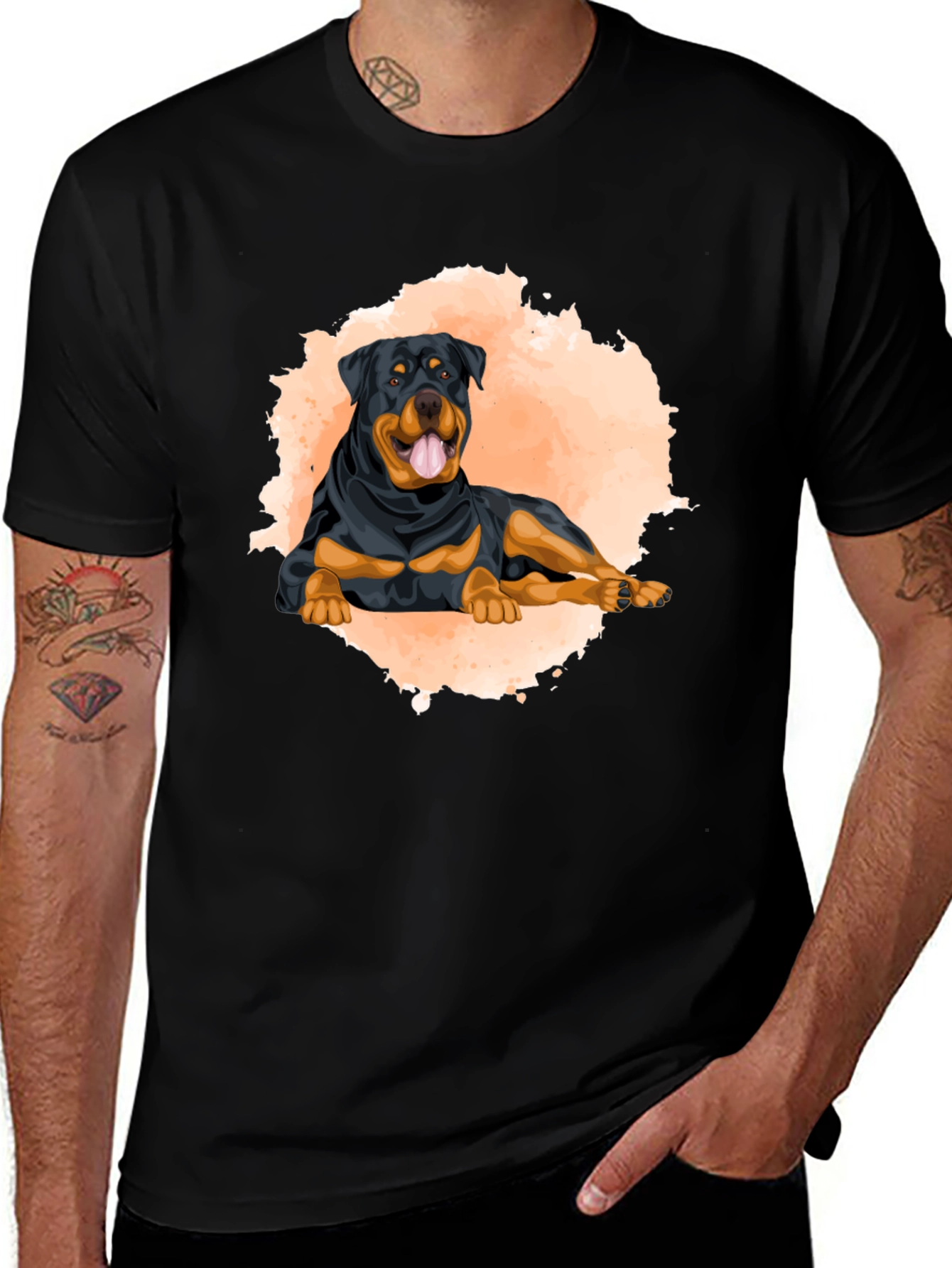 Rottweiler Dog Graphic T-Shirt - Classic Black Tee