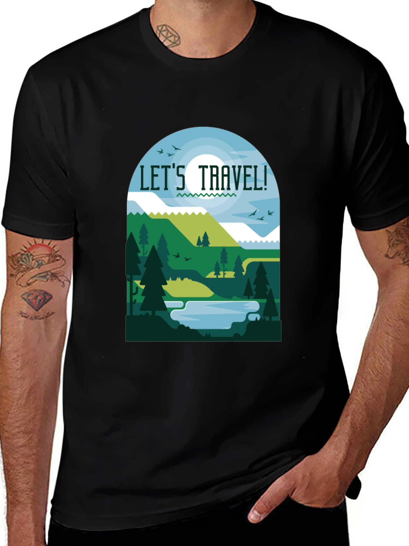 Variant 13 of Let's Travel Graphic T-Shirt - Black