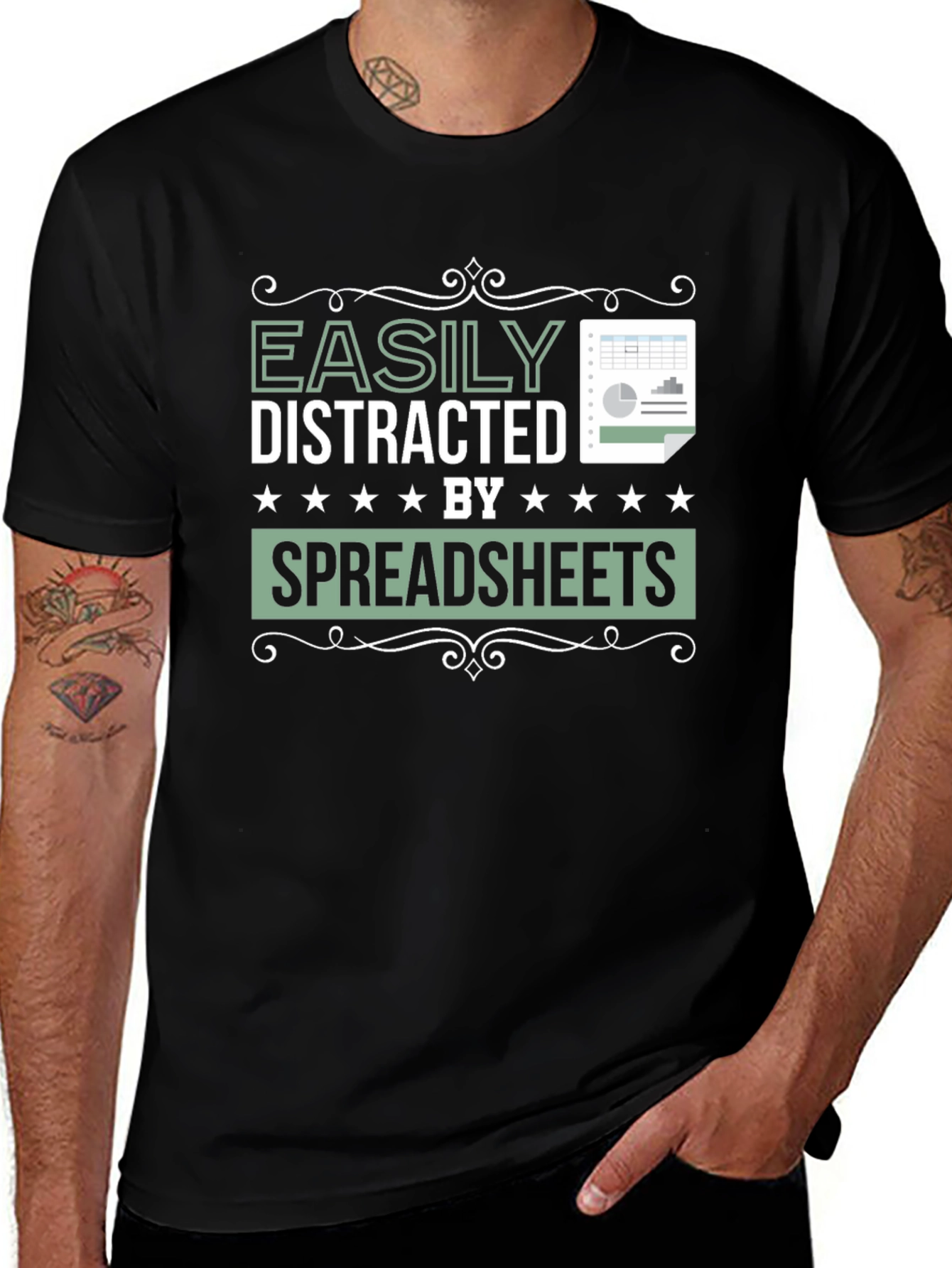 Variant 28 of Easily Distracted by Spreadsheets Graphic Tee