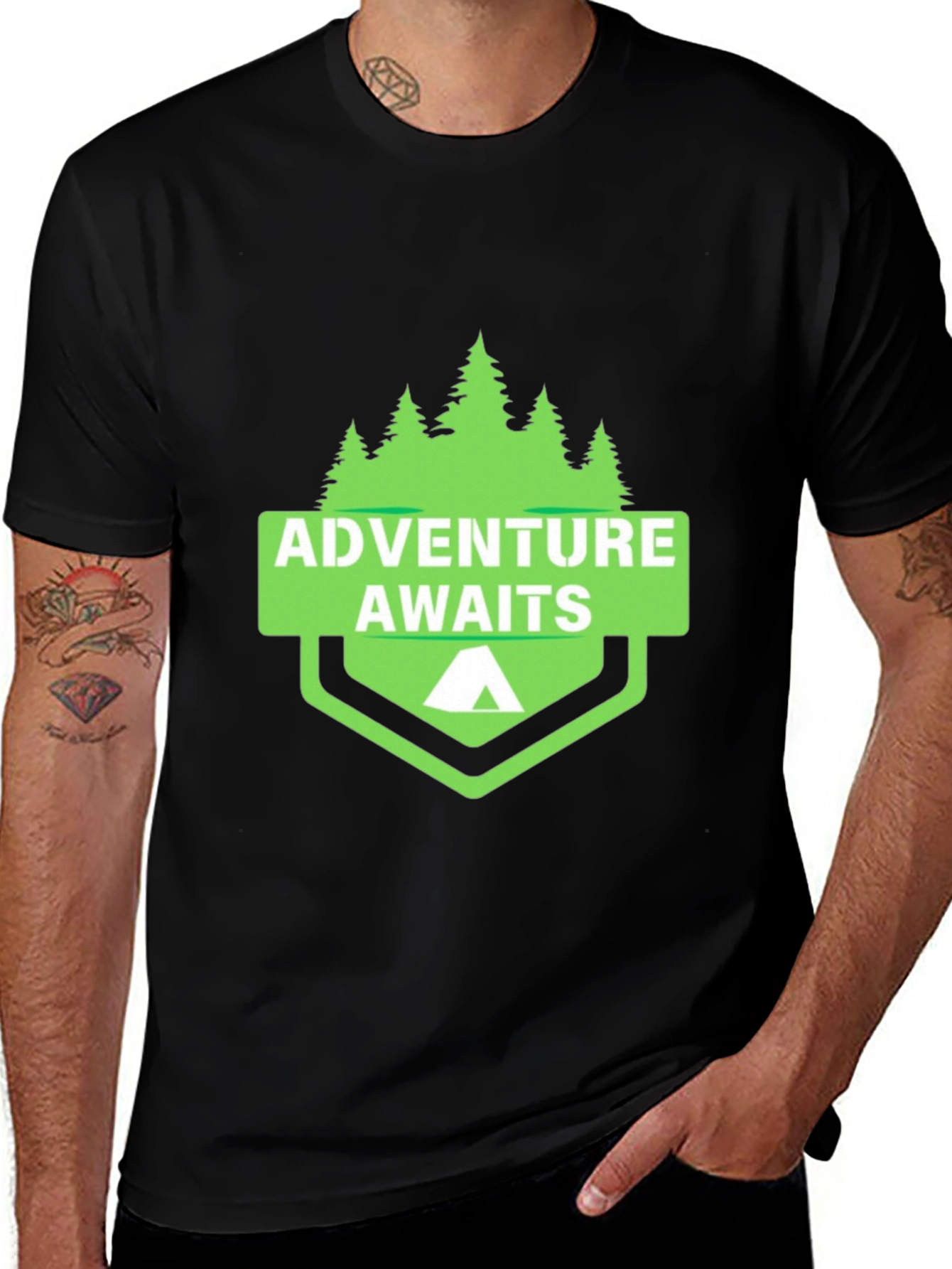 Variant 19 of Adventure Awaits Graphic Tee - Black