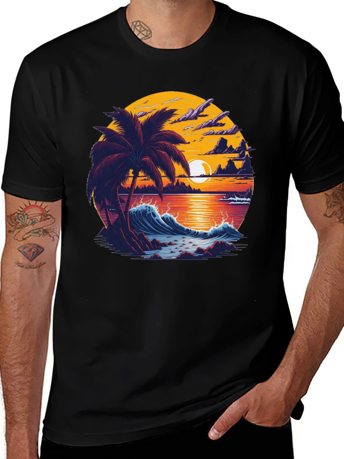 Variant 12 of Tropical Sunset T-Shirt: Beach Palm Tee