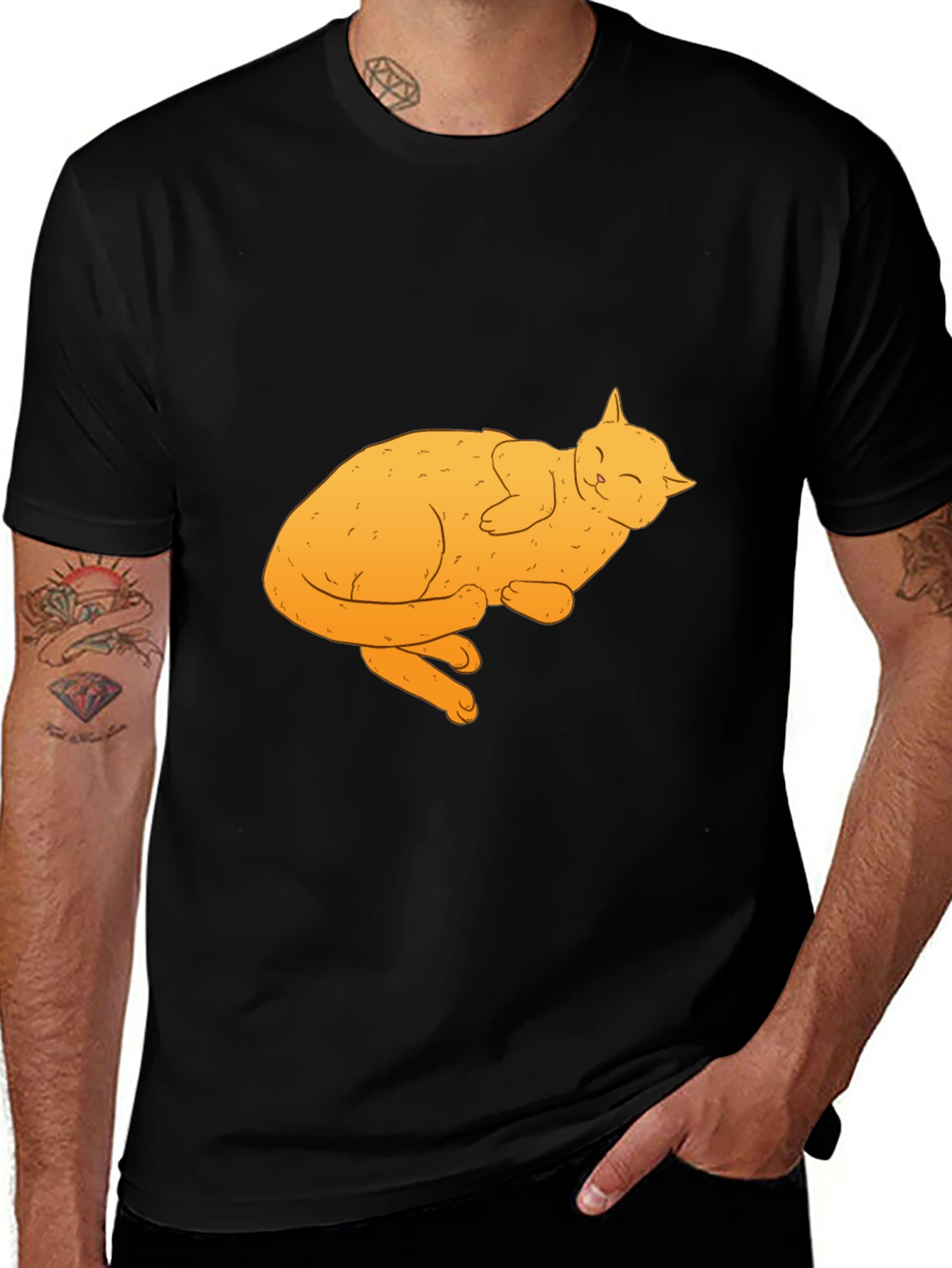 Variant 27 of Cute Cat Nap Black T-Shirt