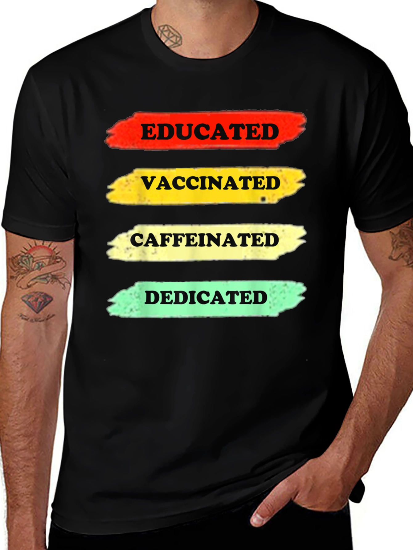 Variant 19 of Educated Vaccinated Caffeinated Dedicated T-Shirt