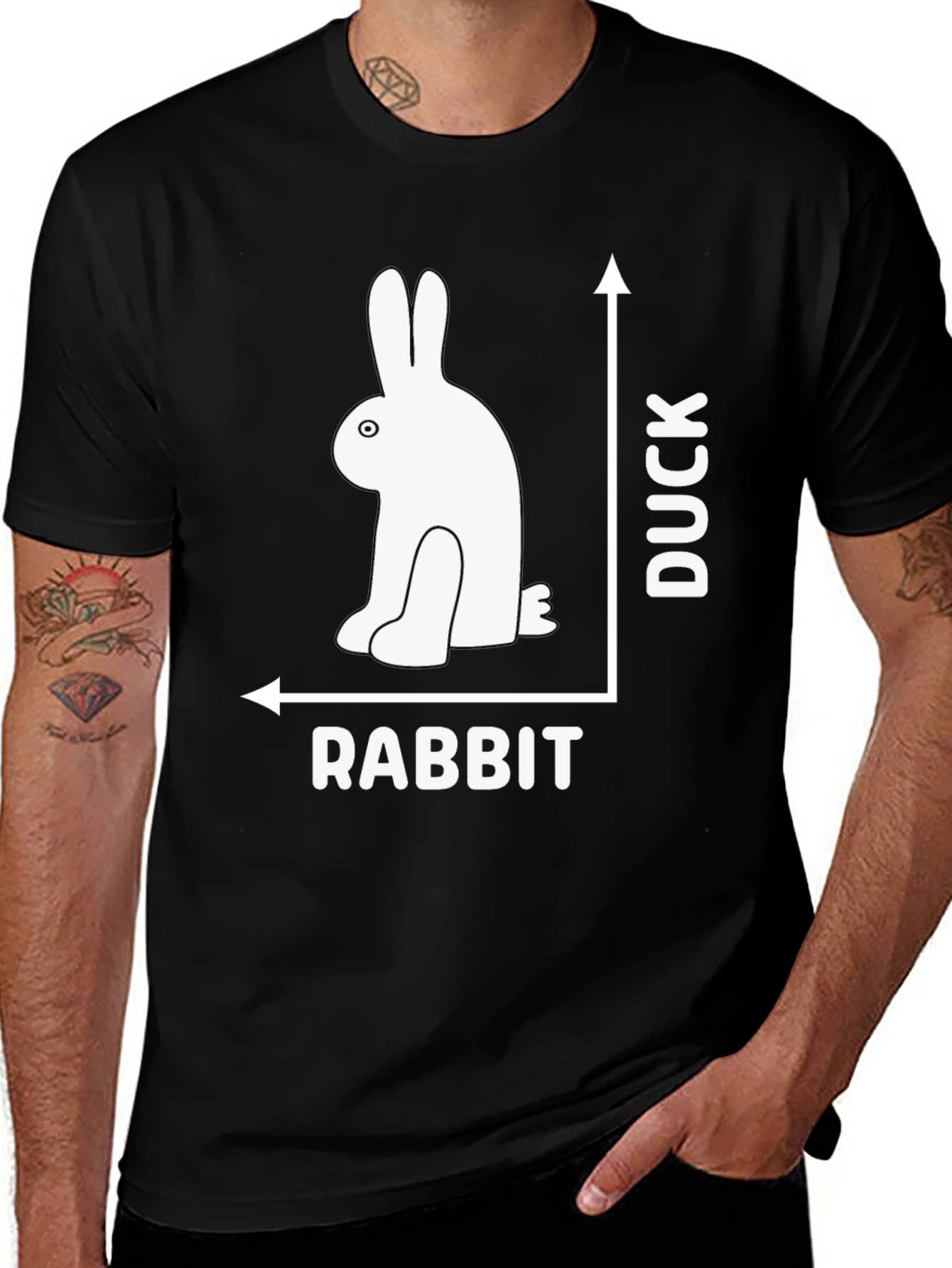 Variant 11 of Rabbit or Duck Illusion Graphic Tee - Mind-Bending Design