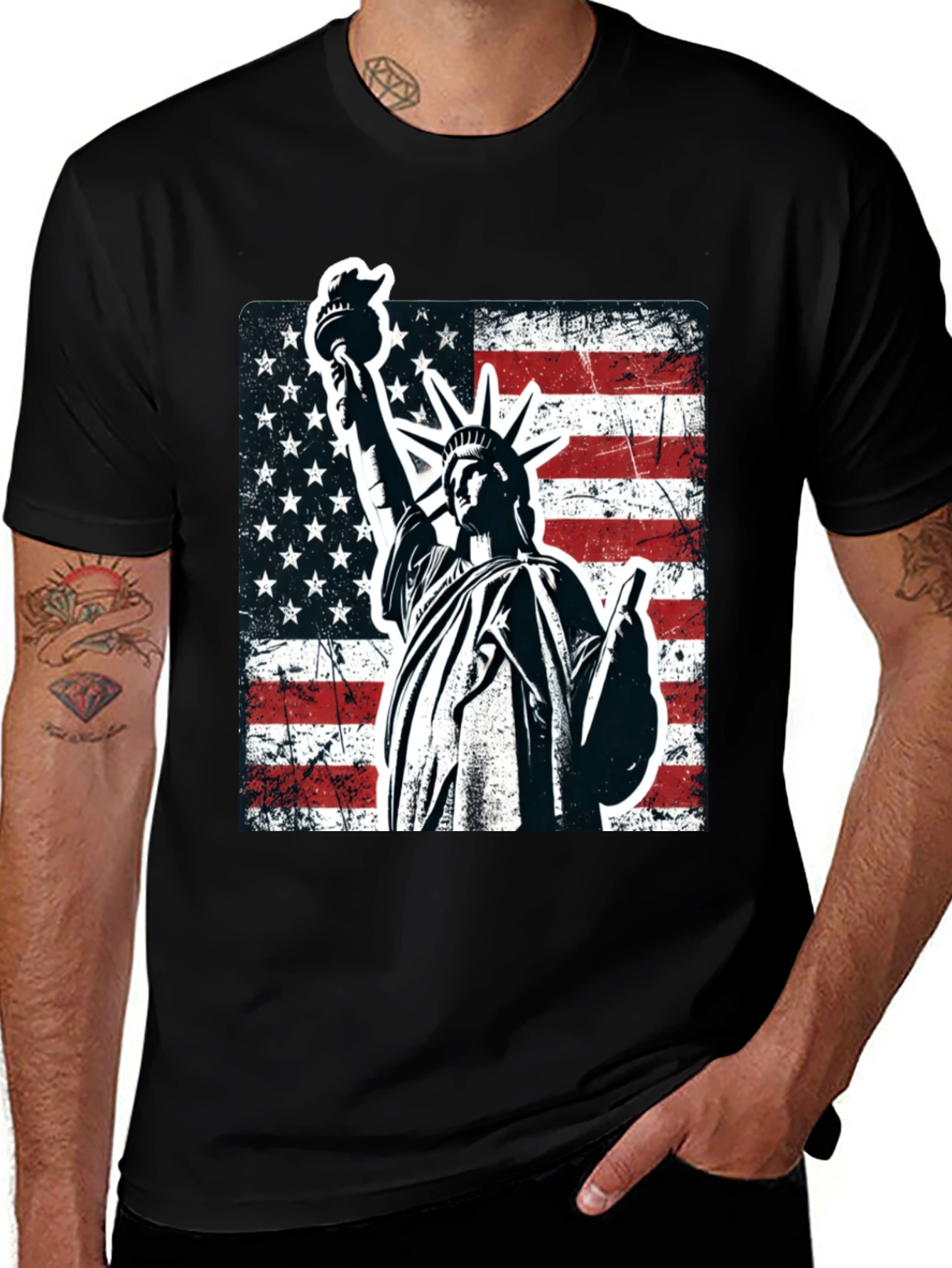 Statue of Liberty US Flag Graphic T-Shirt