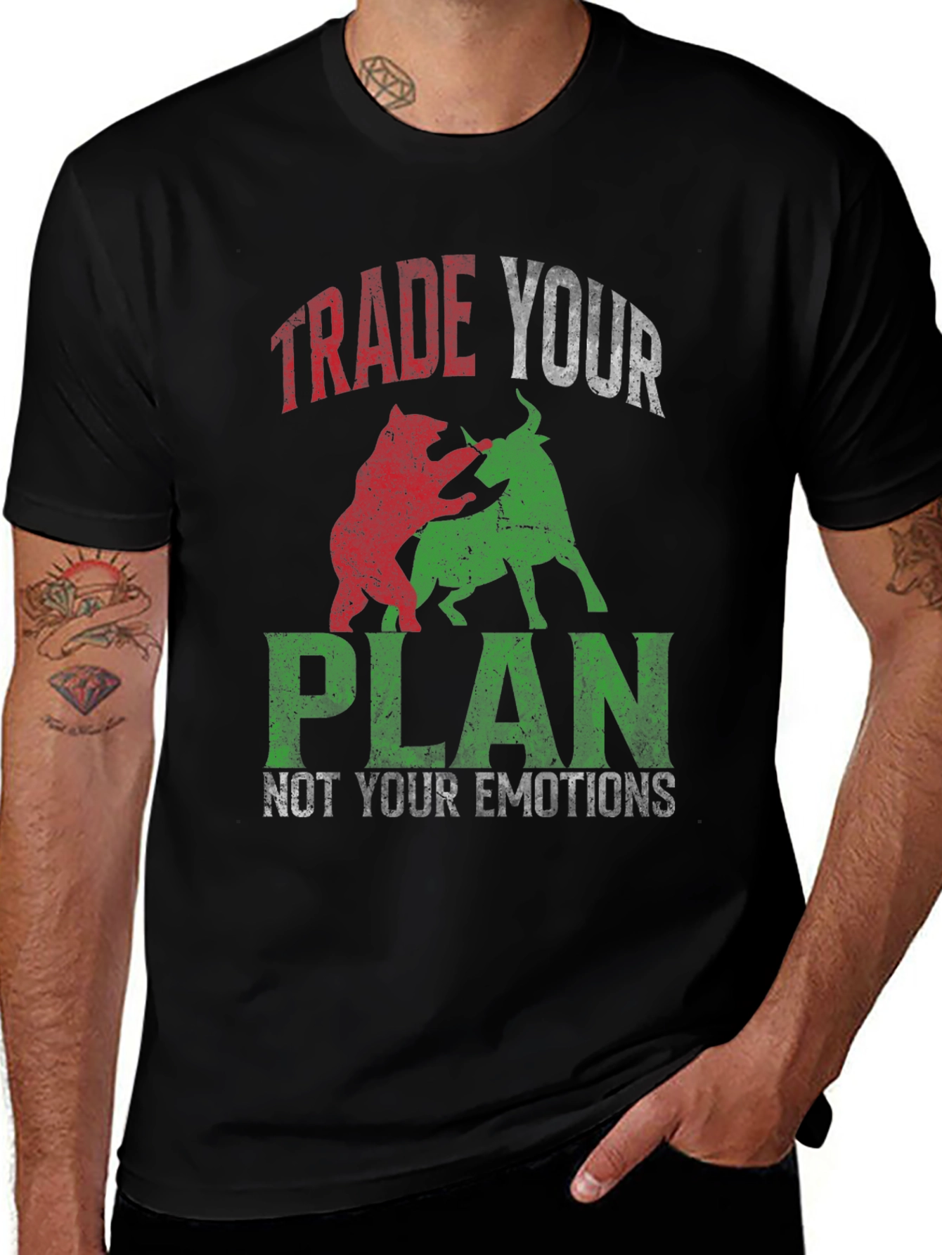 Variant 22 of Trade Your Plan T-Shirt - Bear vs Bull - Stock Market Tee