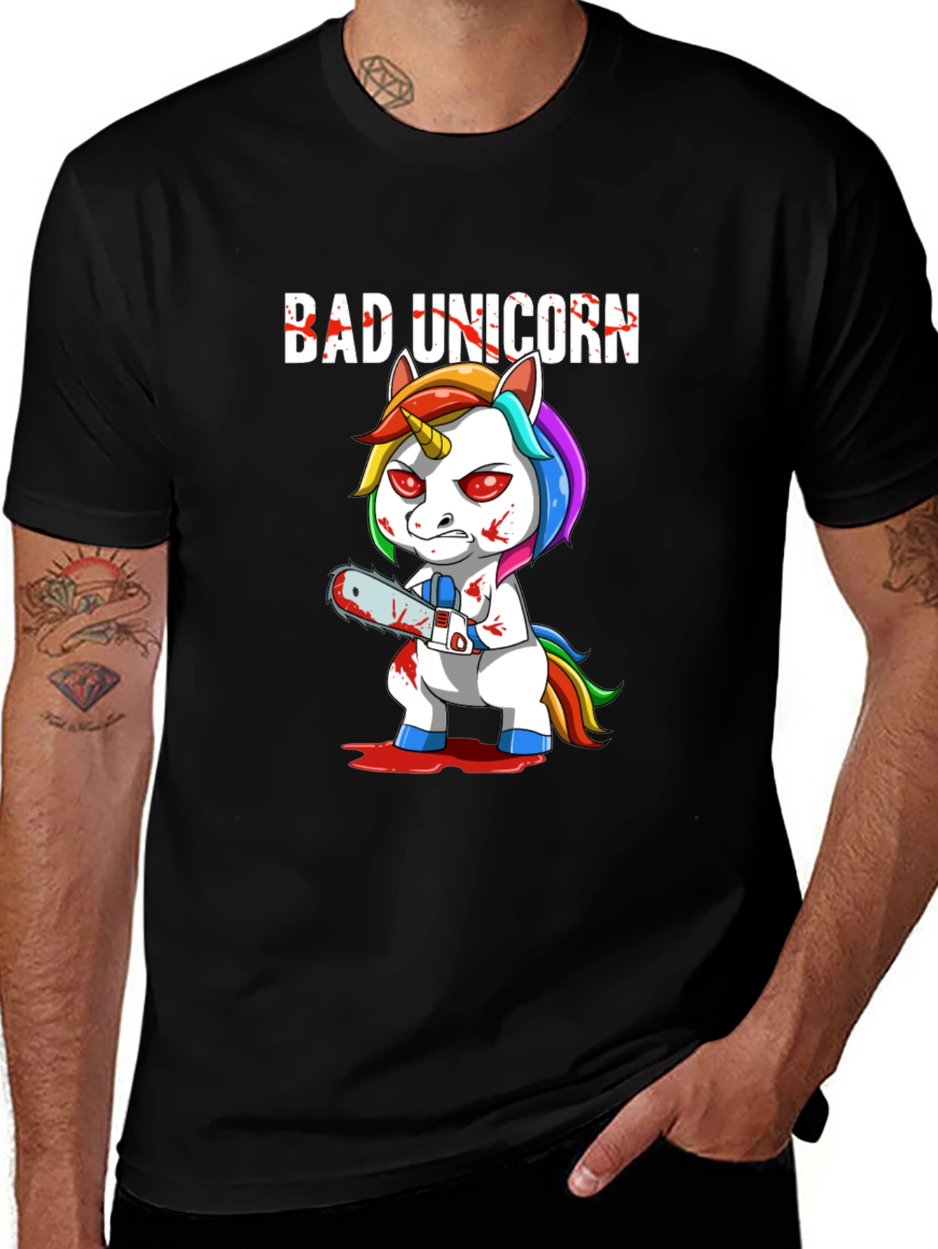 Variant 3 of Bad Unicorn Graphic T-Shirt - Dark Humor Tee