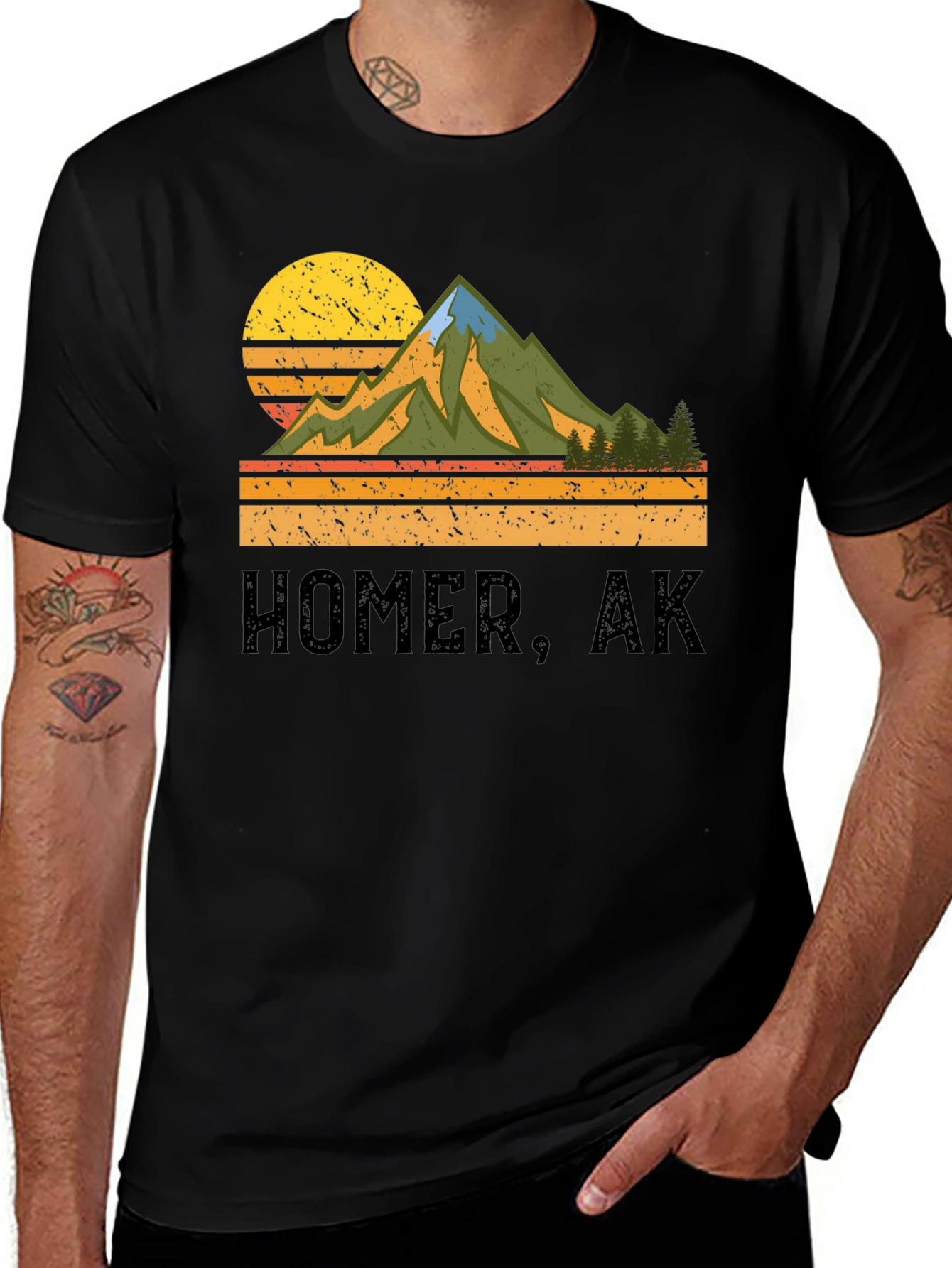 Homer, AK Mountain Graphic Tee - Retro Style