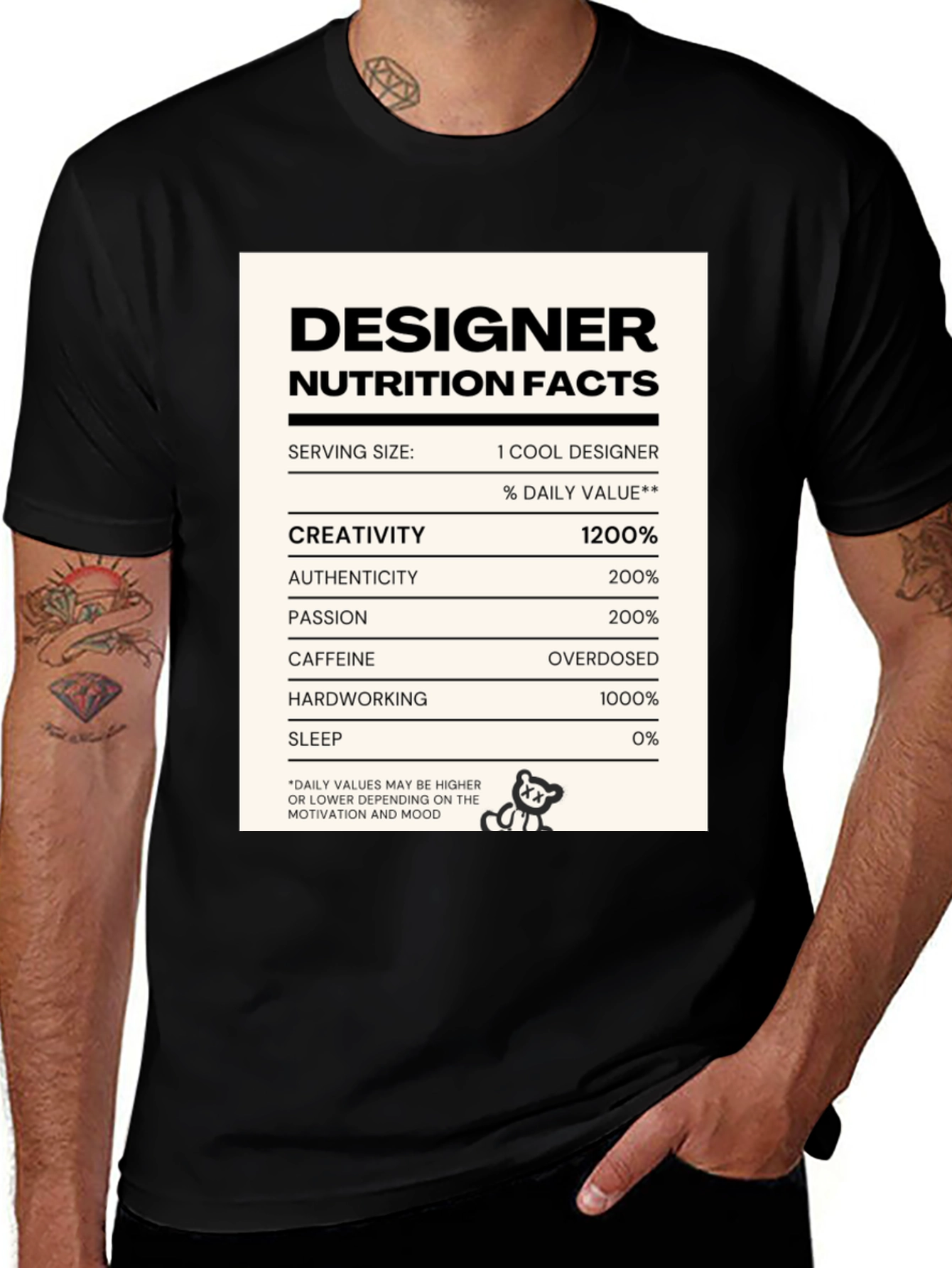 Variant 25 of Designer Nutrition Facts Funny T-Shirt