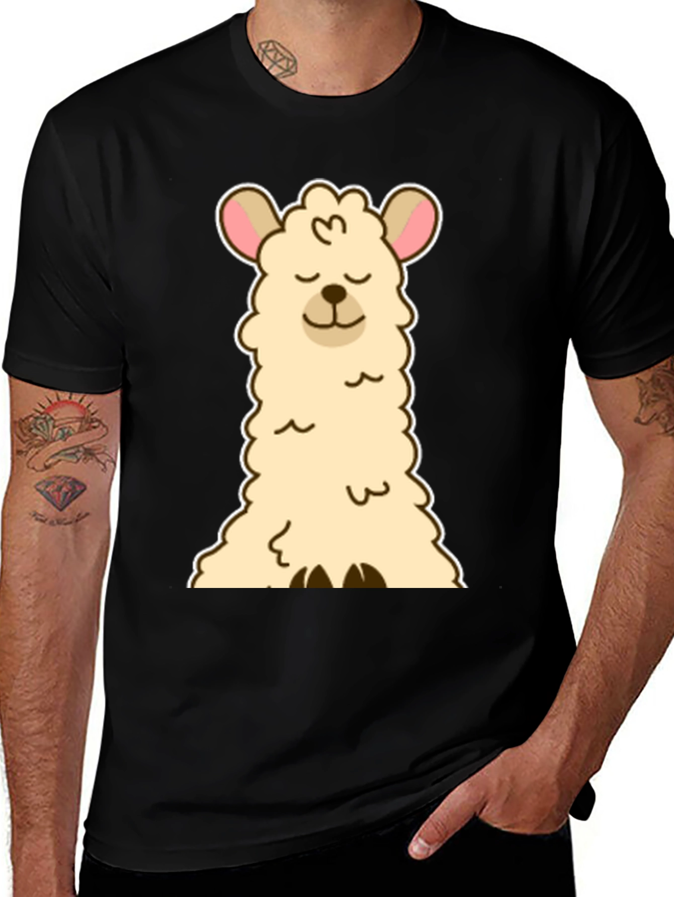 Variant 13 of Cute Llama Graphic Tee - Black Unisex T-Shirt