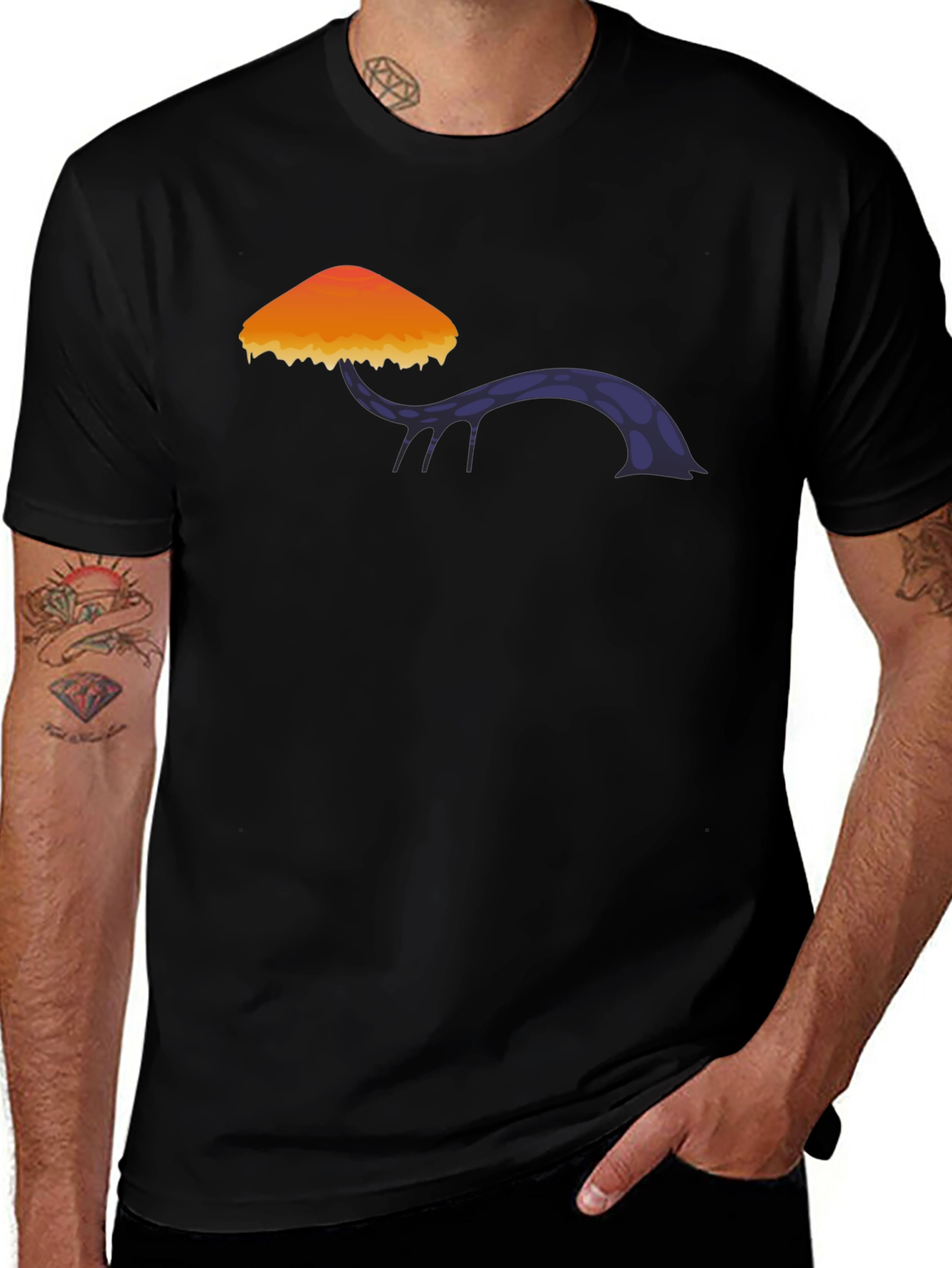 Black Mushroom Graphic Tee - Stylish Cotton Blend main image