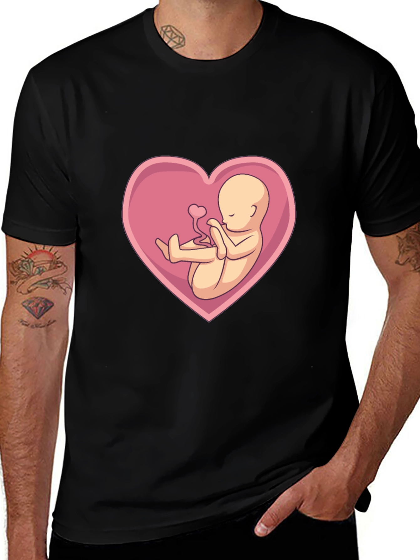 Embryo Heart T-Shirt - Black