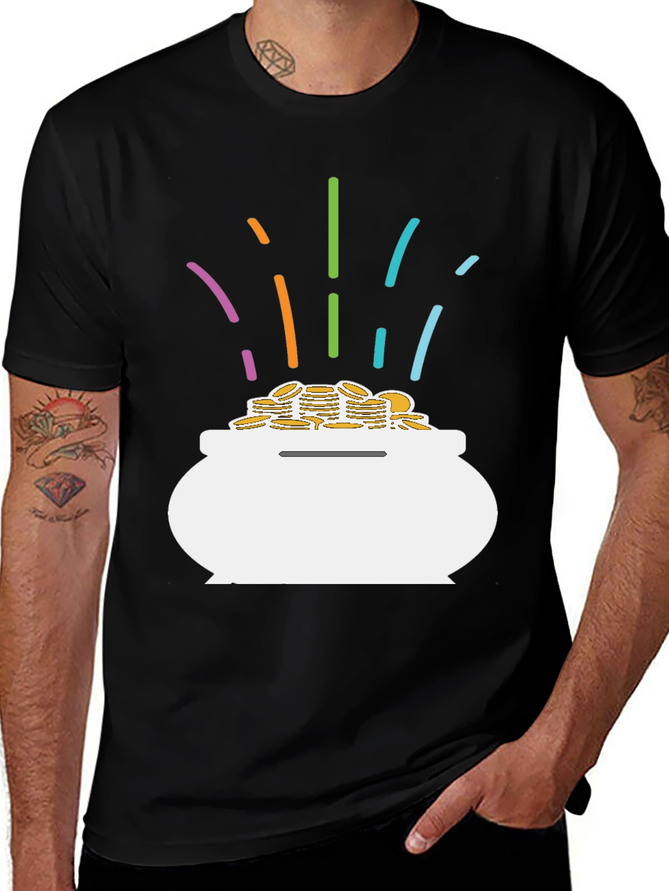 Variant 5 of Lucky Pot of Gold Graphic Tee - Black T-Shirt