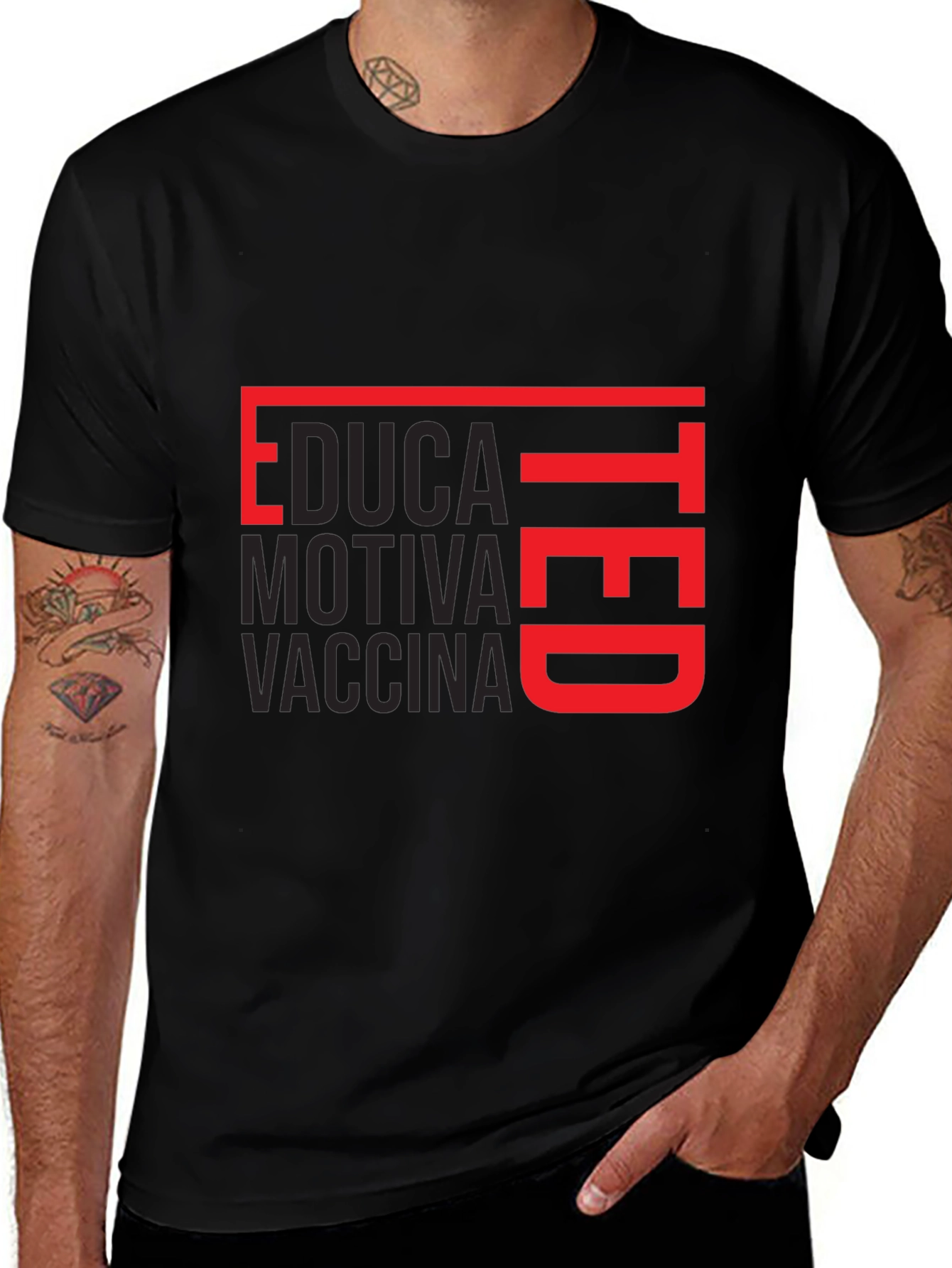 Variant 21 of Educated, Motivated, Vaccinated Graphic Tee