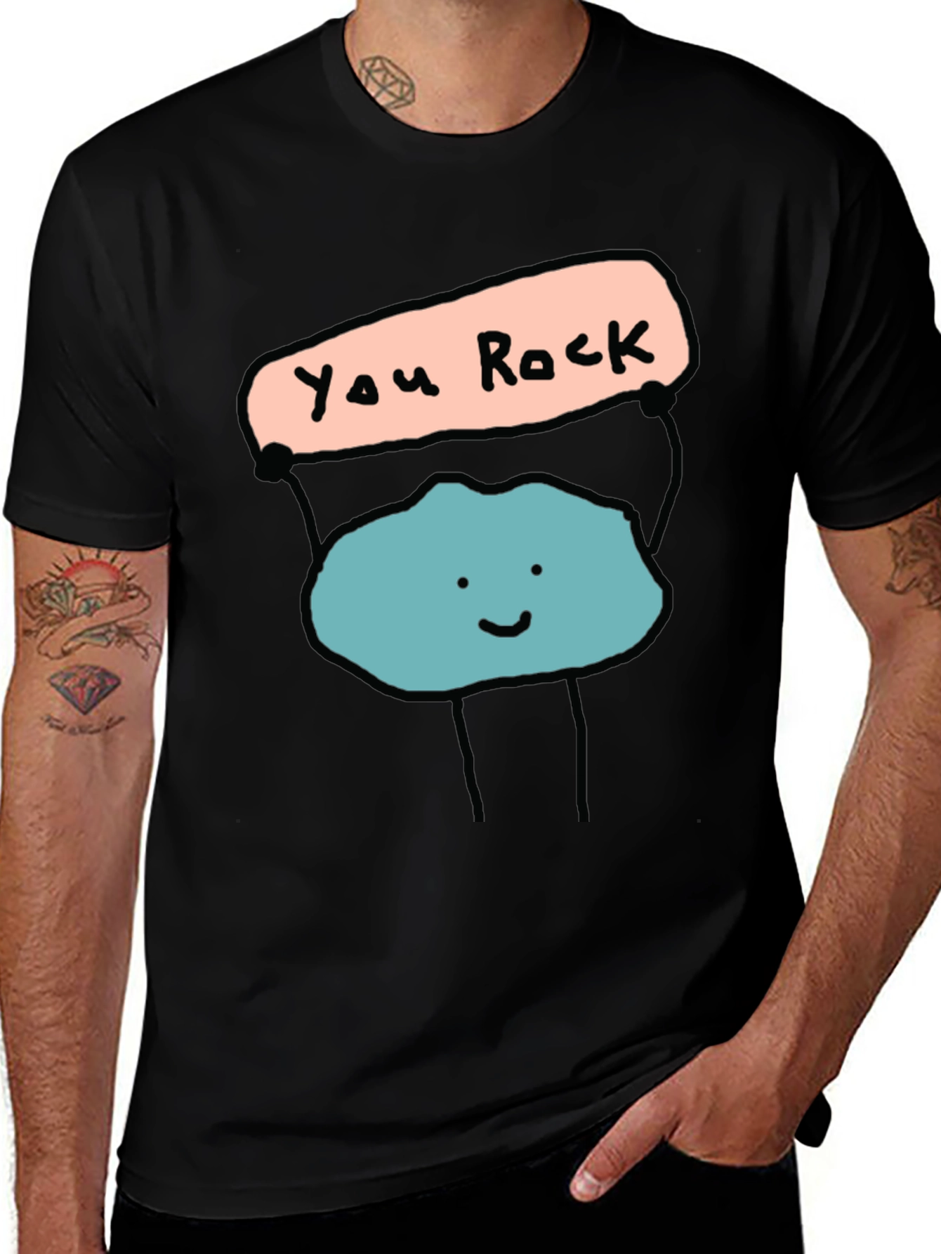 Variant 2 of You Rock Graphic Tee - Men's Black T-Shirt