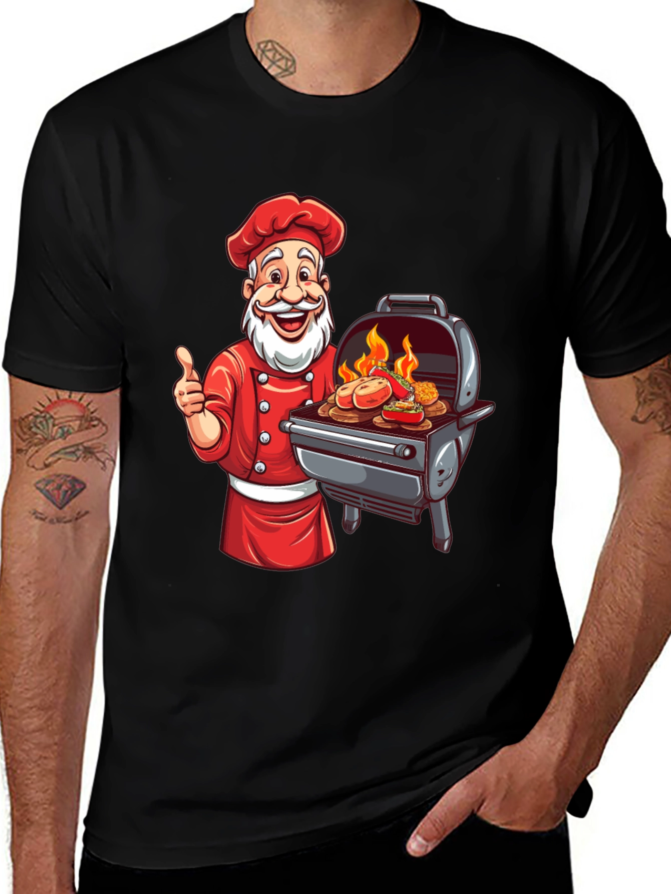 Santa Chef BBQ T-Shirt - Holiday Grill Master Tee