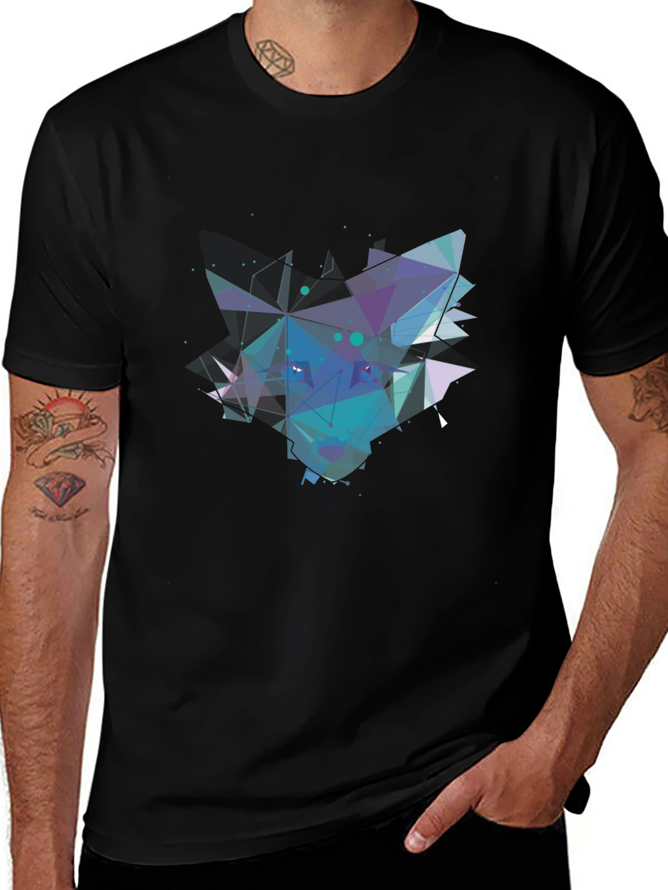 Variant 12 of Abstract Geometric Men's Black T-Shirt