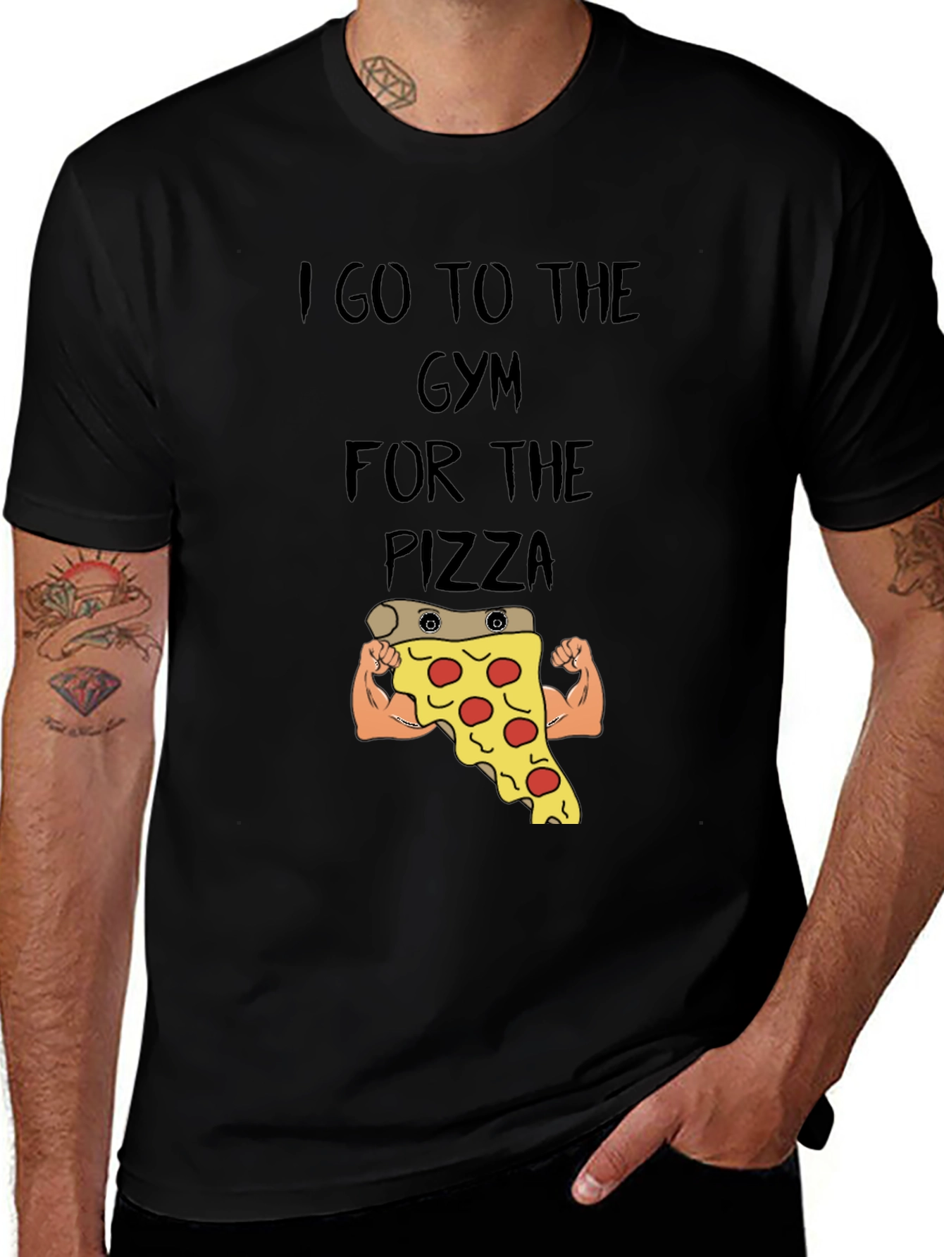 Variant 26 of I Go To The Gym For The Pizza Funny Graphic T-Shirt