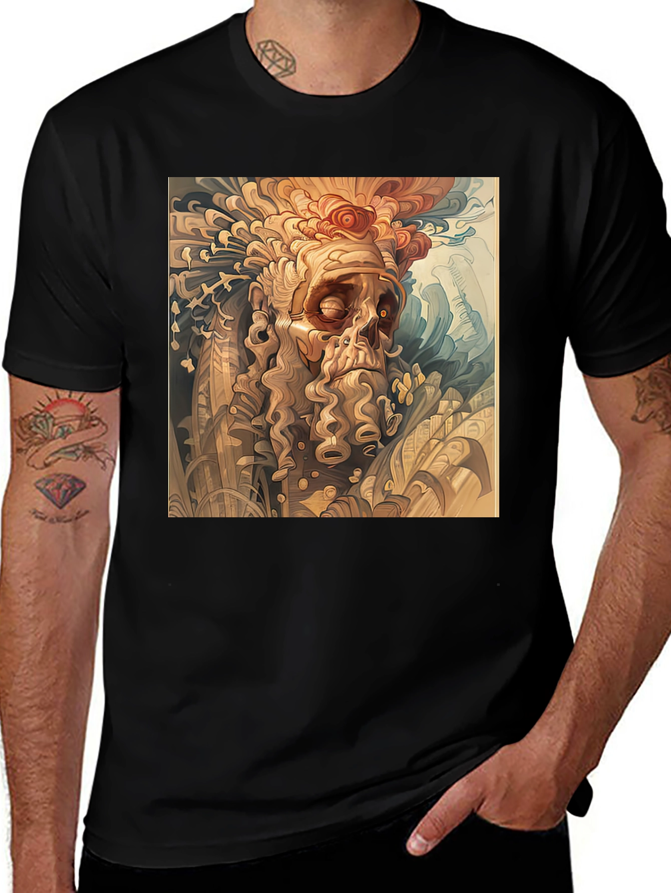 Variant 14 of Unique Art Tee: Mythical Man Design