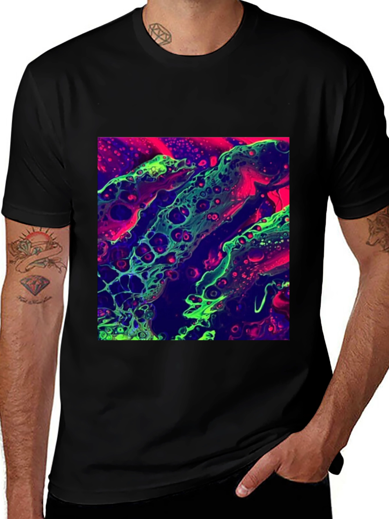 Abstract Art T-Shirt - Neon Graphic Tee